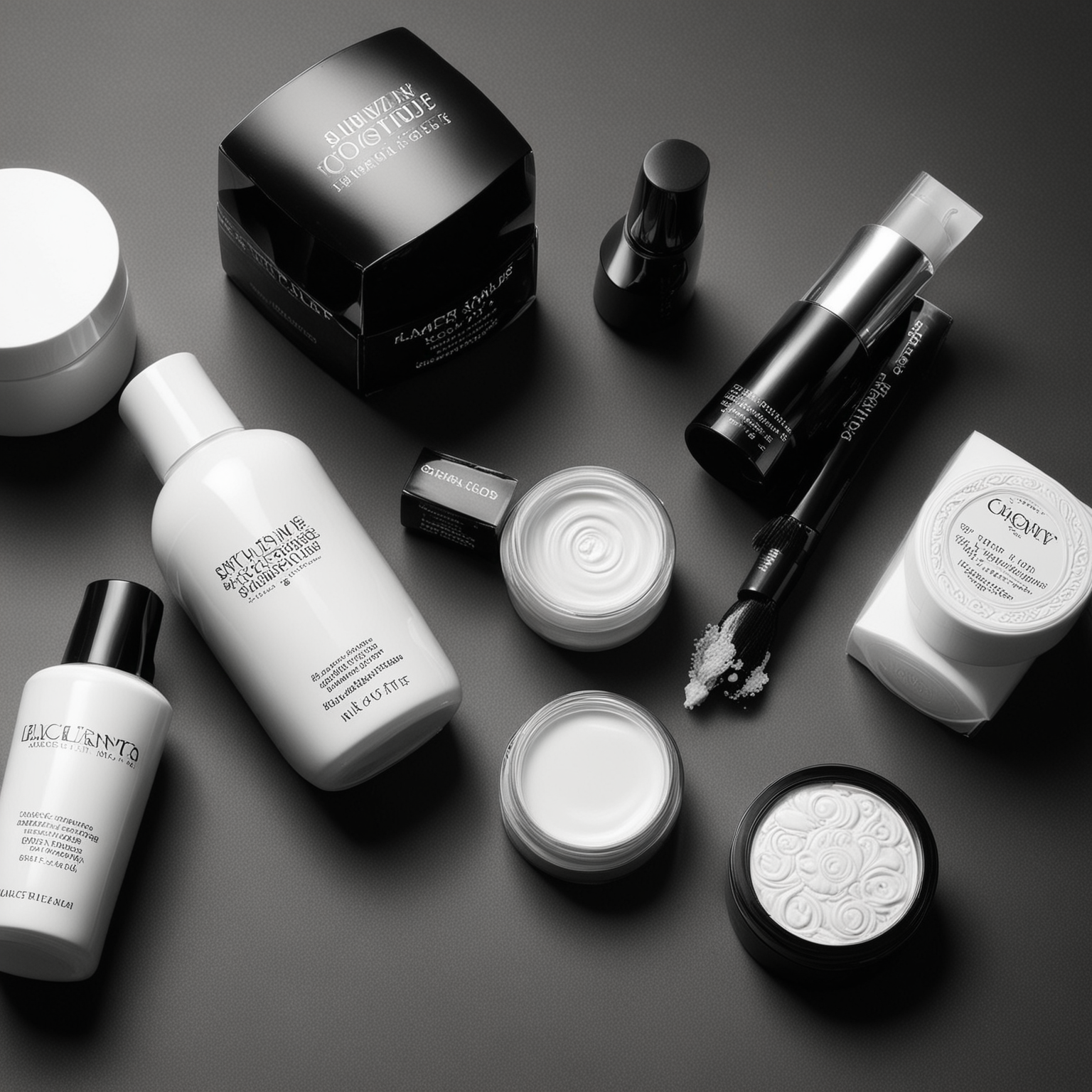 luxury black and white beauty products

