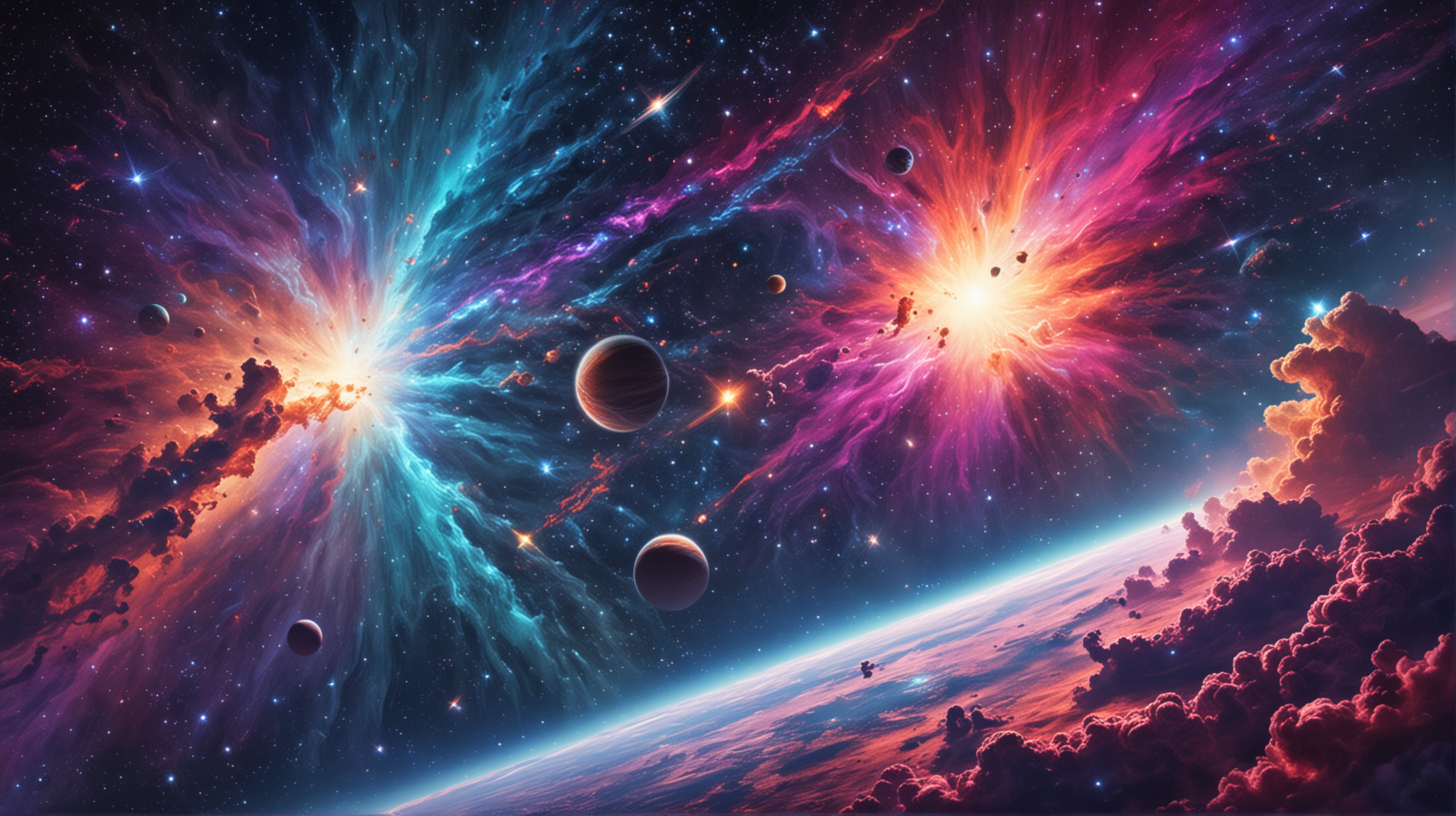 Vibrant Outer Space Scene with Cosmic Colors
