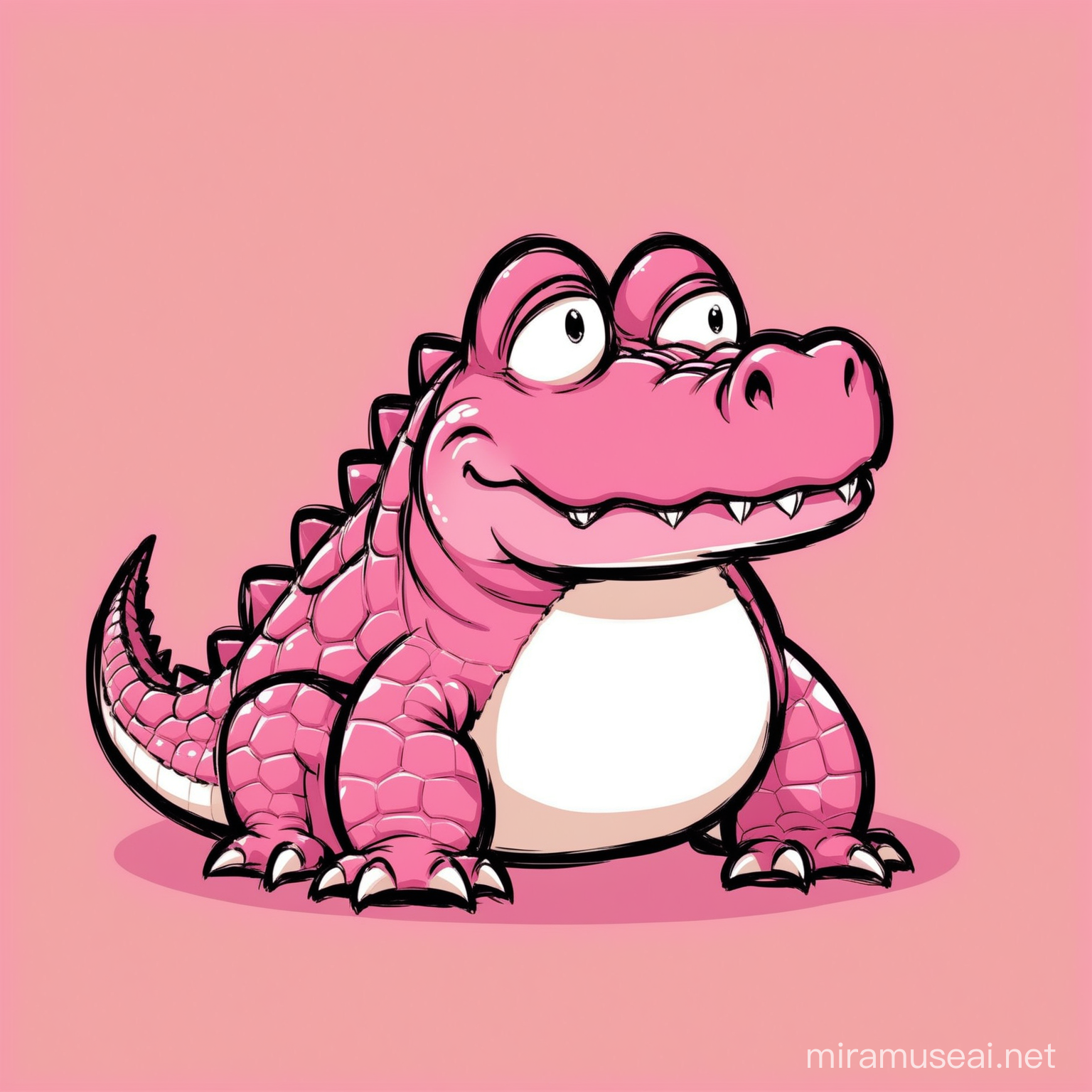 un crocodile rose énervé