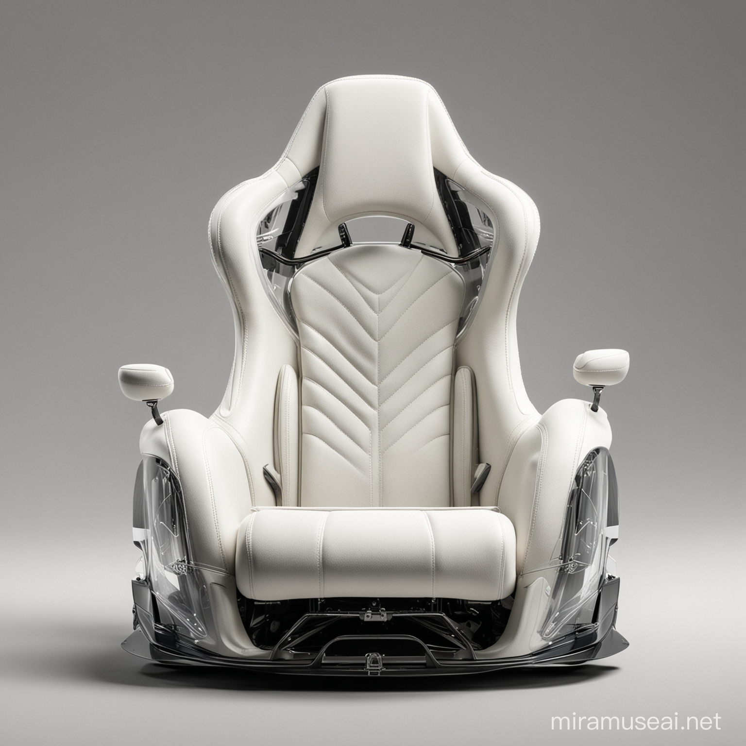 Luxury White HighEnd Racecar Drivers Seat Front View