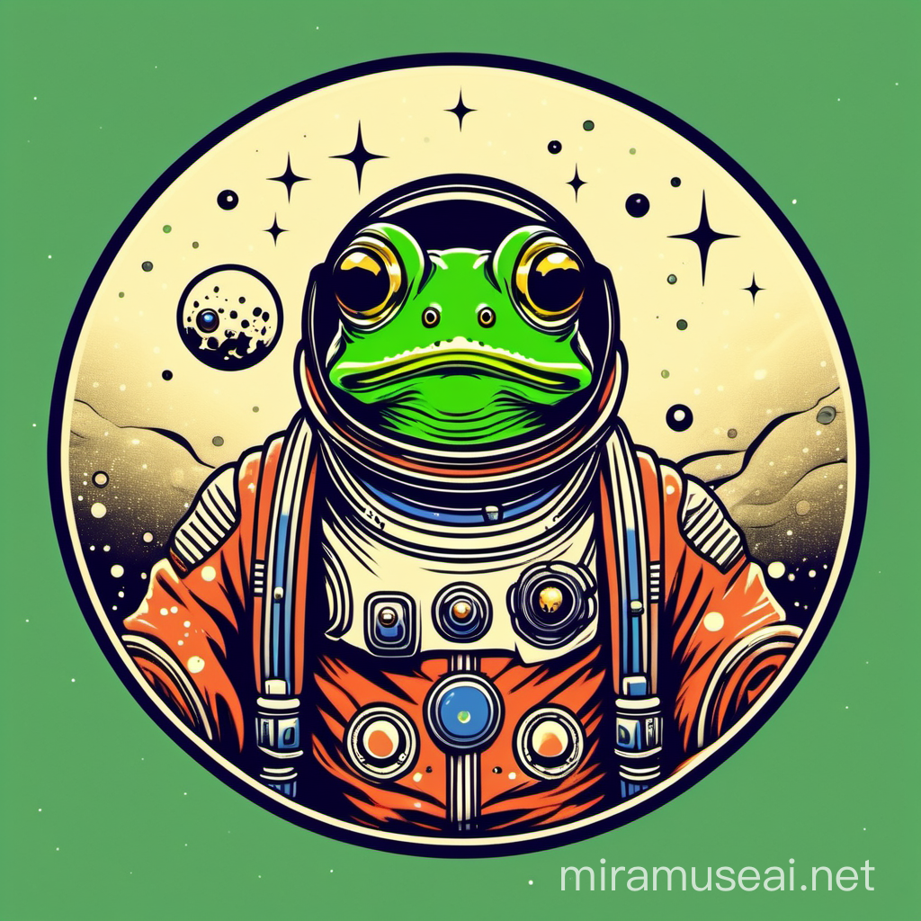 space frog in ukiyo style simple colour


