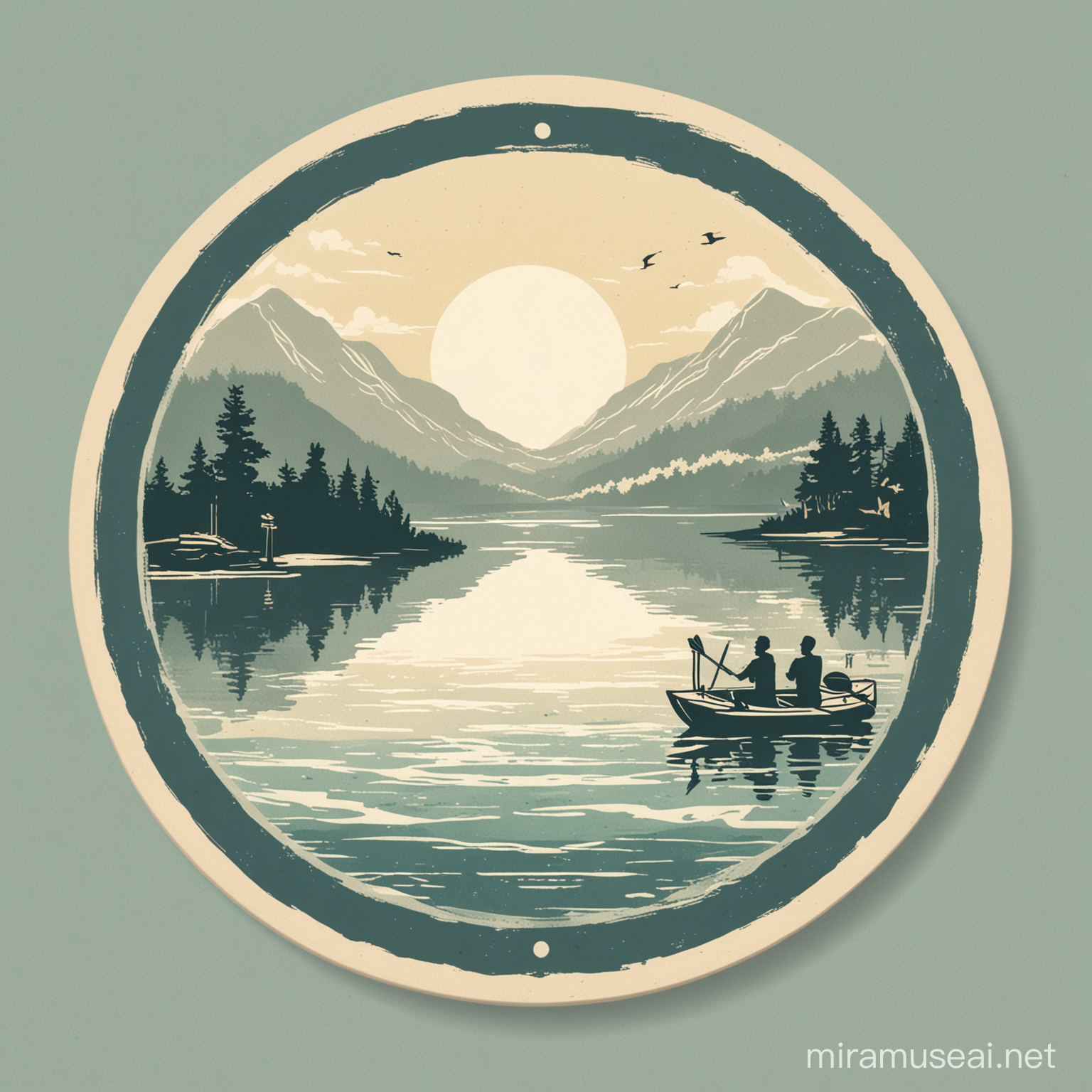 create a circle illustrated icon with "Lake Life", "est. 1976"