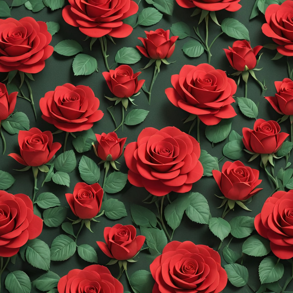 endless  red paper roses



