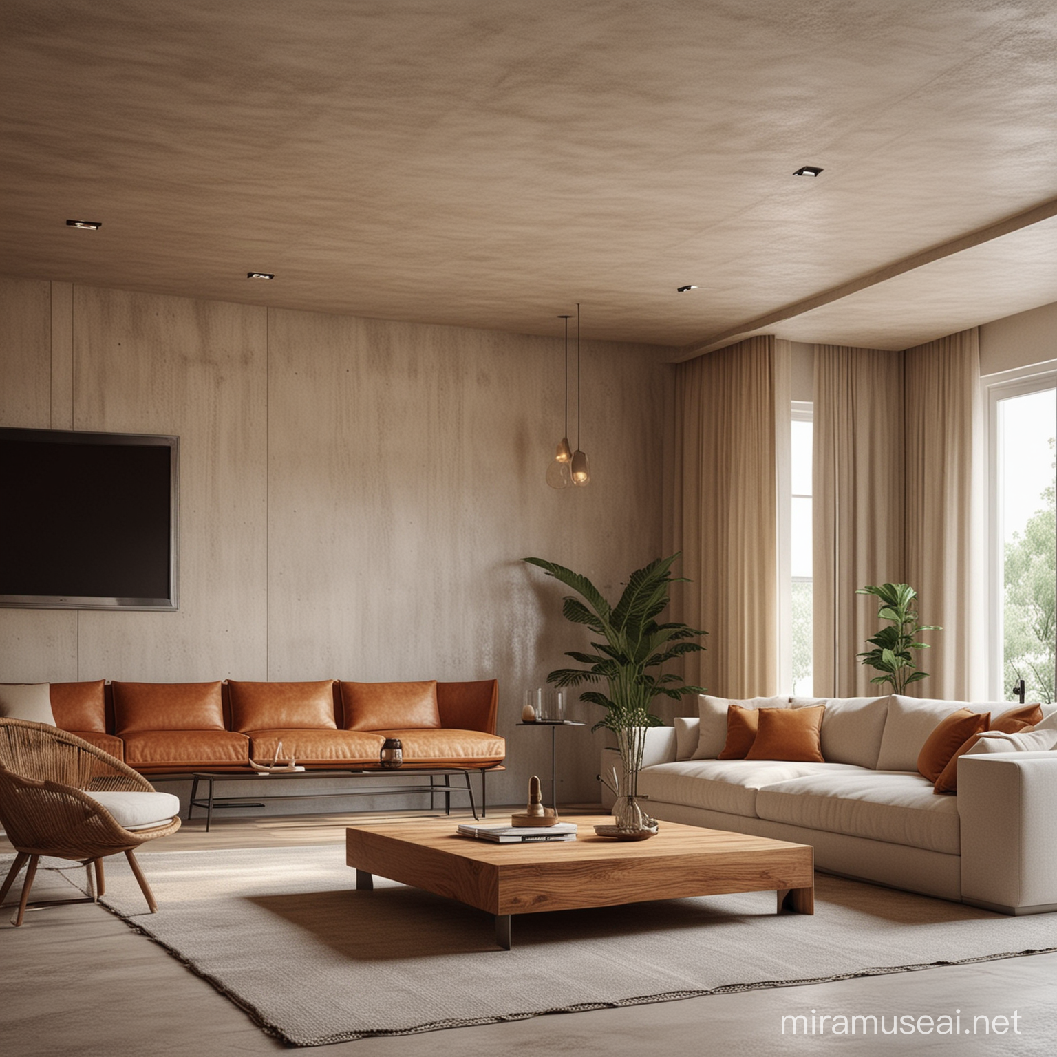 Contemporary Living Room Interior with Stylish Sofa Set