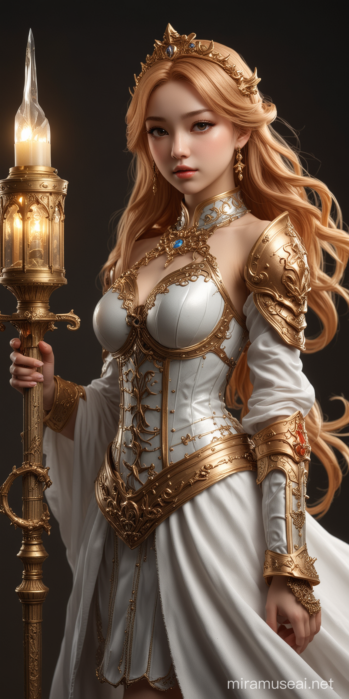 Elegant Paladin Beauty Poses in Detailed Castle Studio Setting