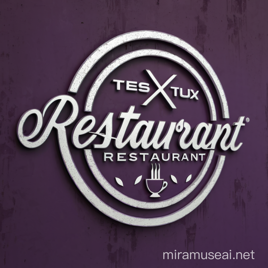 MATRIX Circular Restaurant Logo with Silver and Lilac Relief on Burnt Cement Background