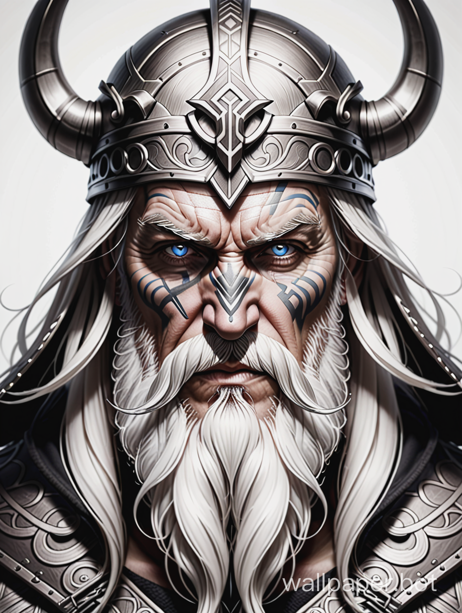 masterpiece tatto Odin face, amazing lineart, dark lines, white background.