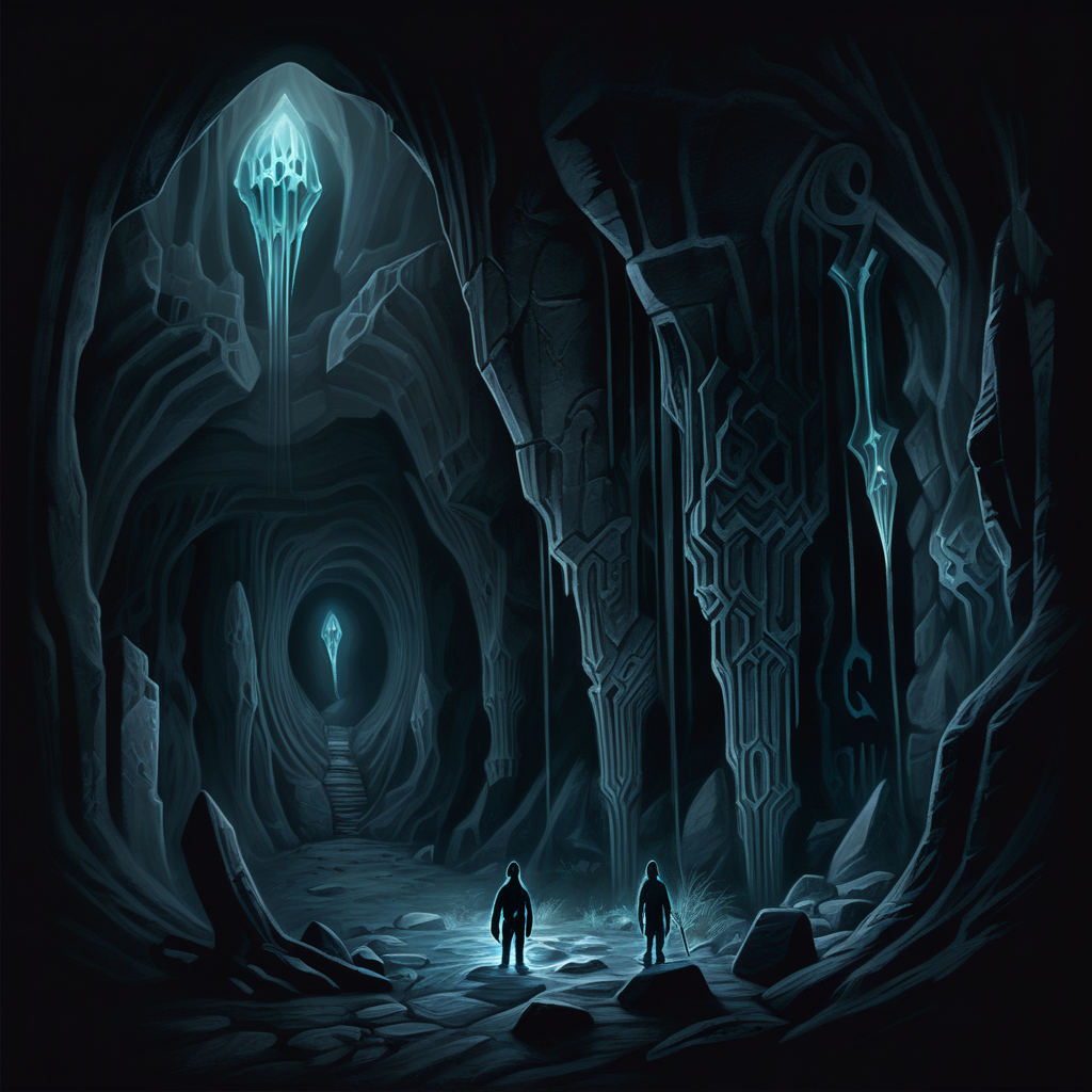 Eerie Night Exploration Mystical Encounters in Cavernous Depths