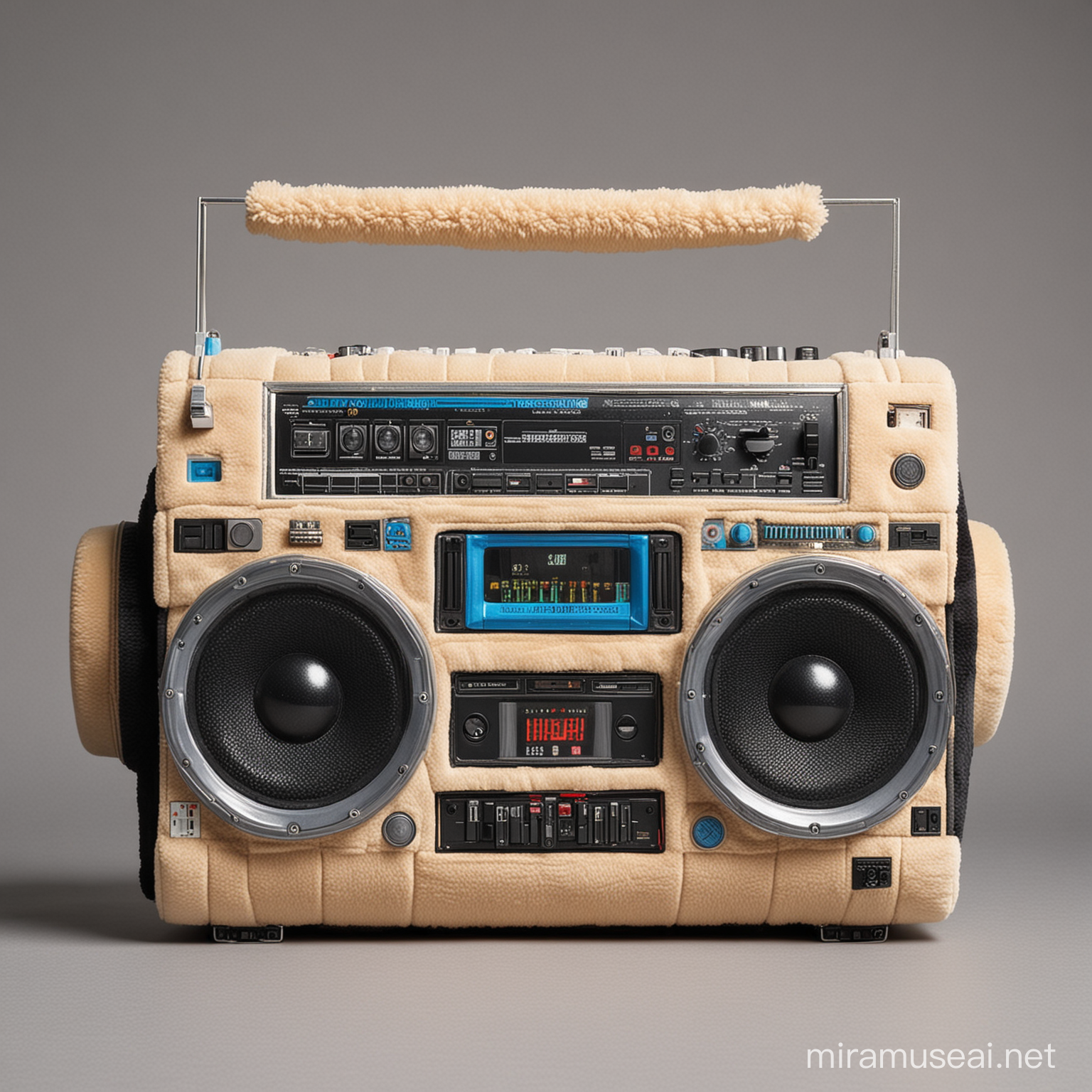 A plush toy of a boombox