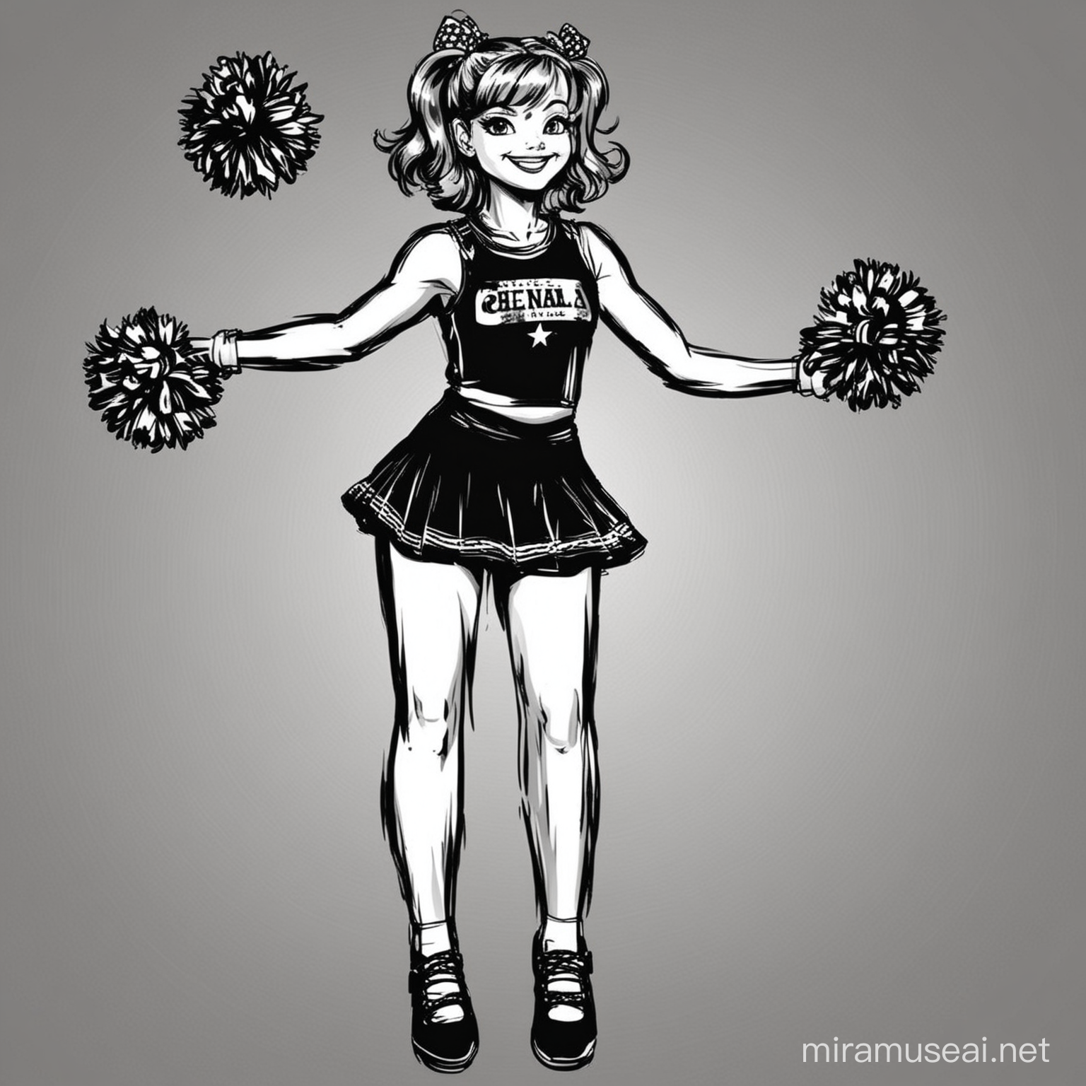Cheerlead black and white vector white background