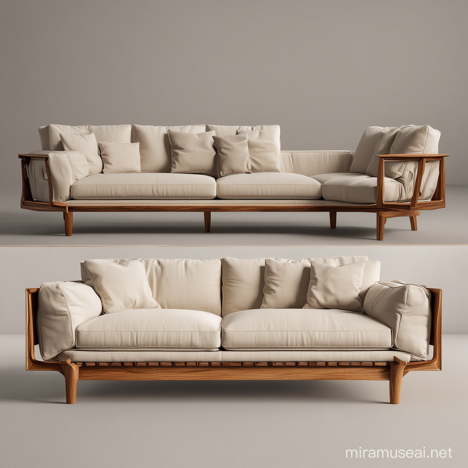 Modern Wooden Sofa Set Design with Intricate Details