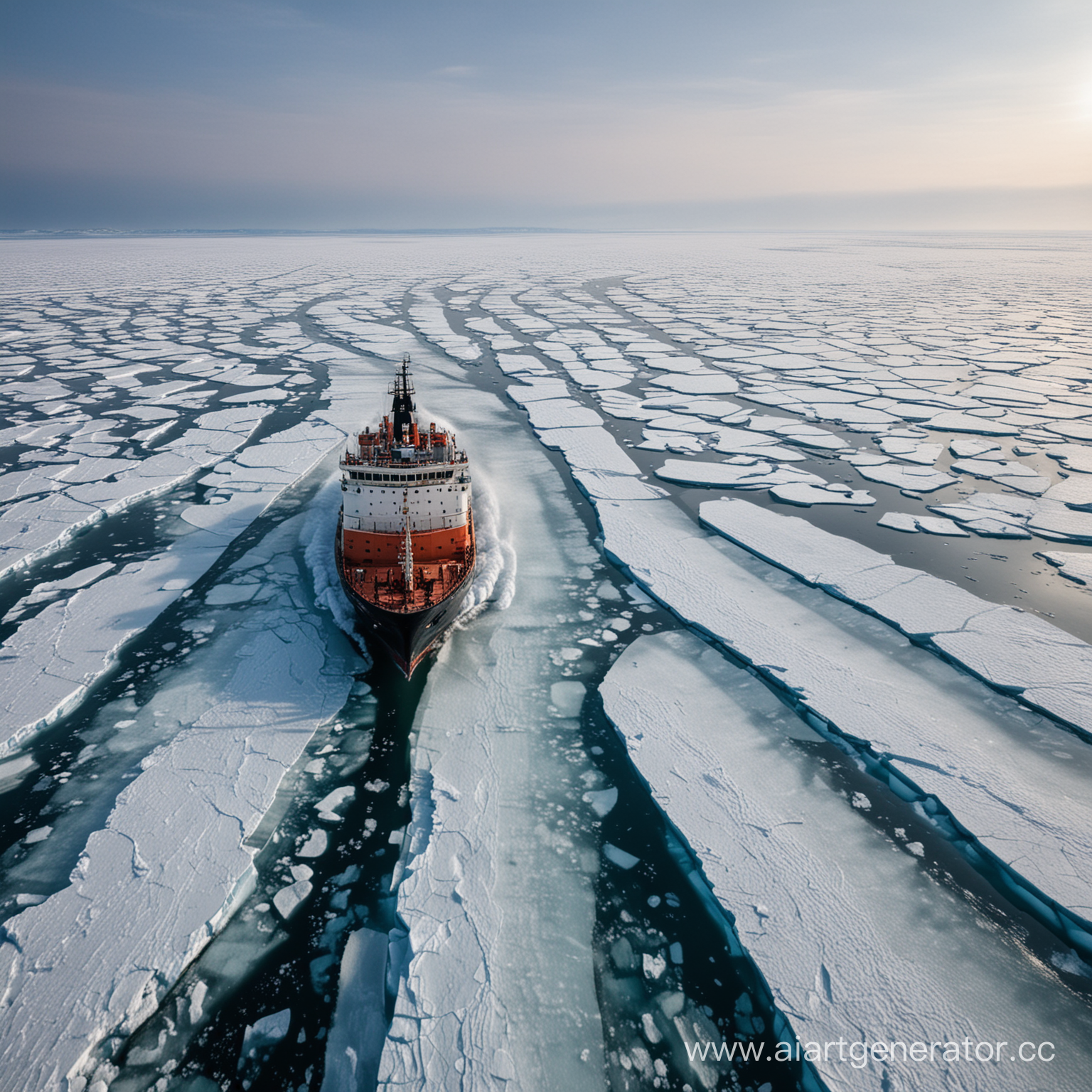 Ледокол колет лед в океане