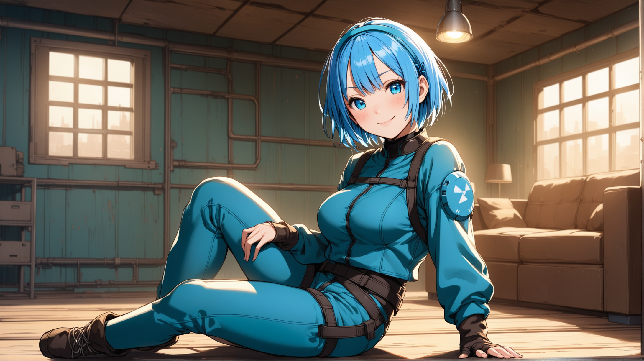 Rem Character Art Relaxed Pose Indoors Inspired by Fallout Series