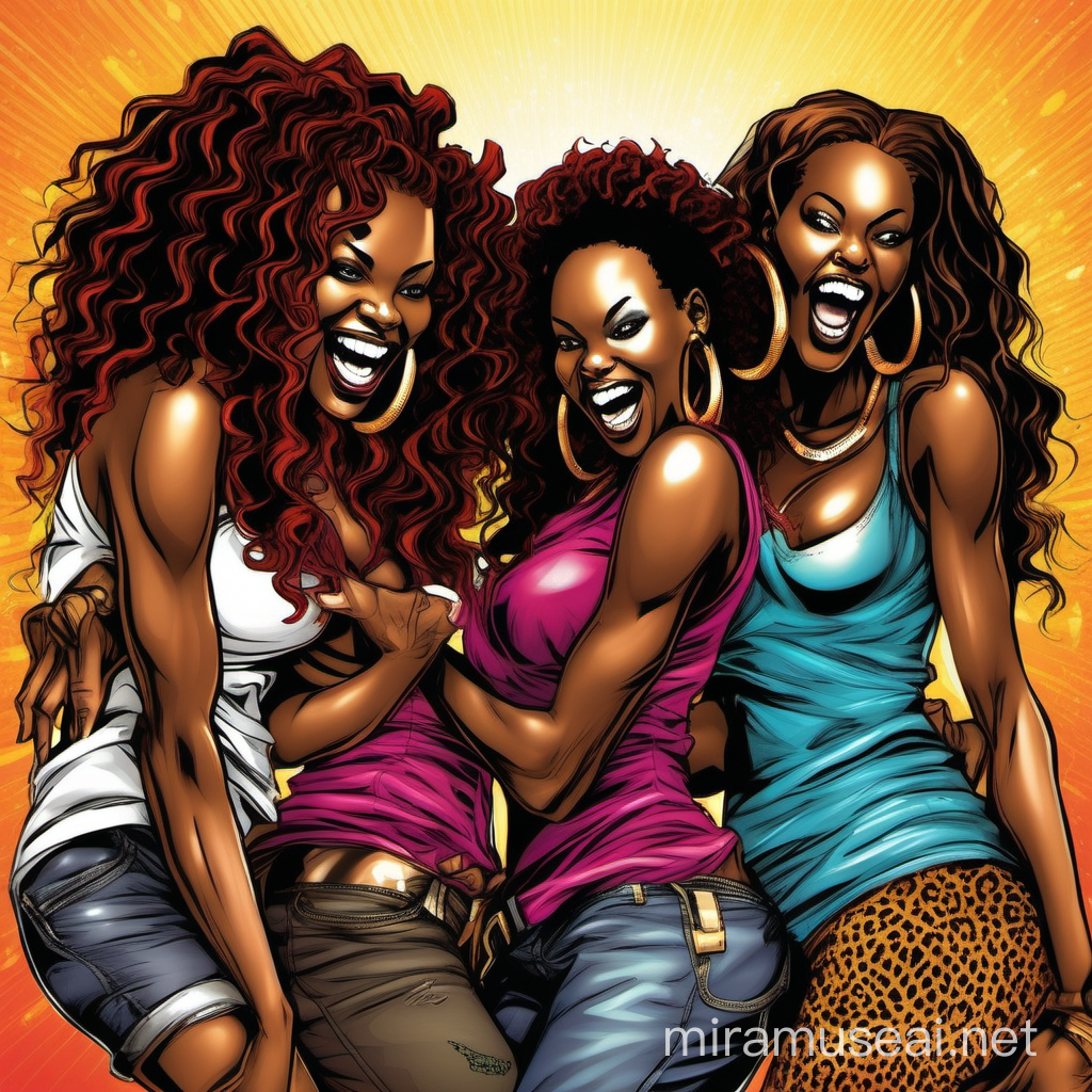 african american sexy hot fine stunning vibrant young adult girls obnoxiously snarling vibrantly laughing socializing in 2008