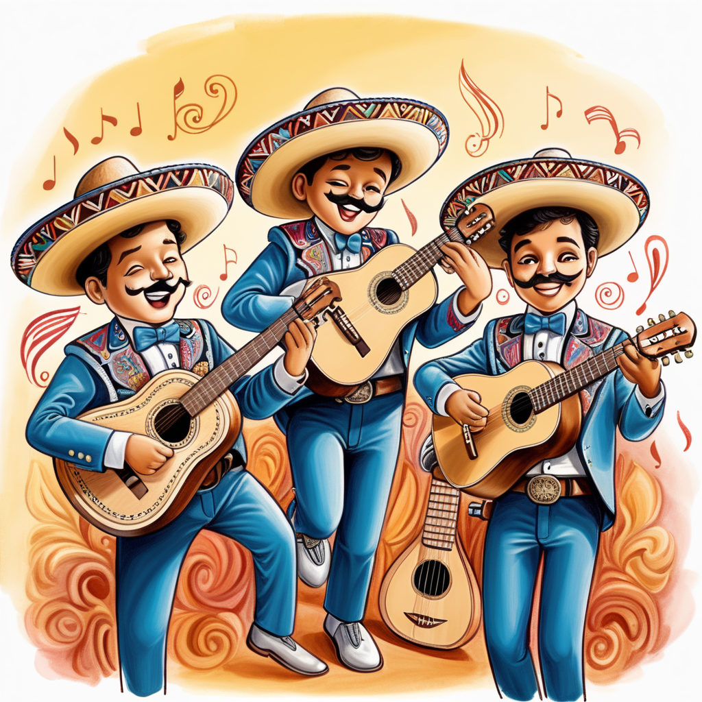 4  DRAWING IN COLOR
HAPPY 
MARIACHI WITH INSTRUMENTS


