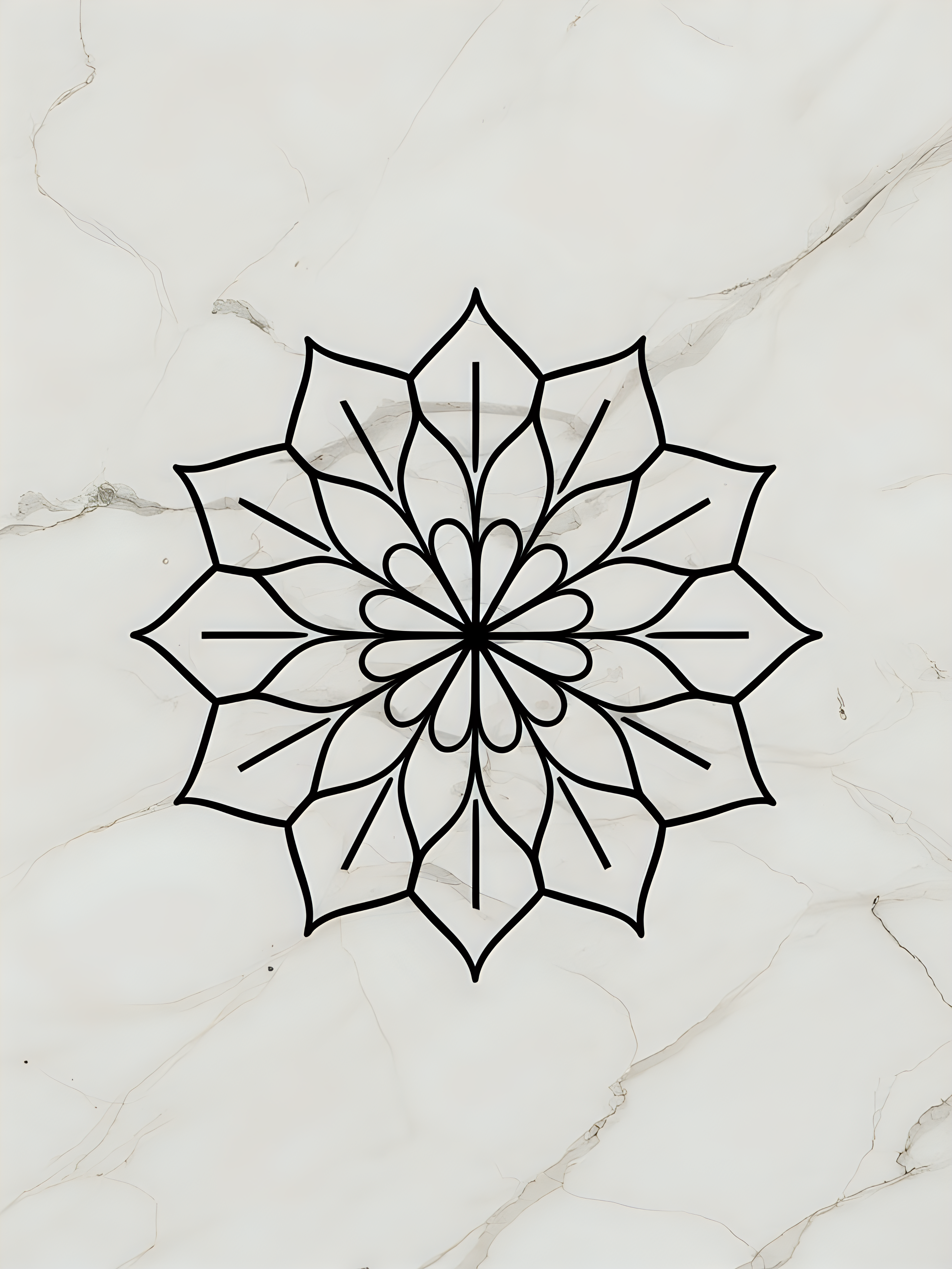 very simple mandala drawing, white background, 2d, easy coloring page for children, no colors