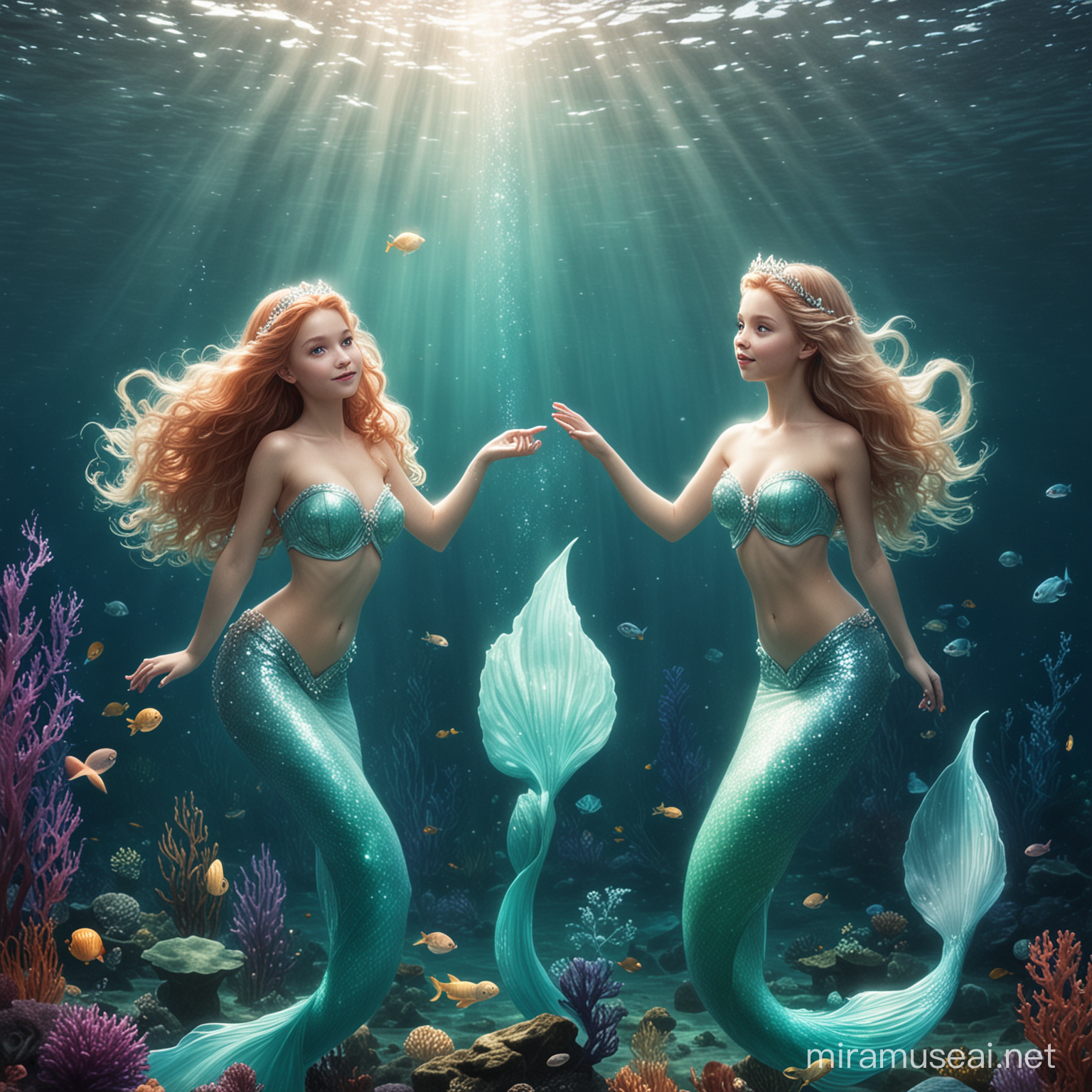 Princess Ellia and Bibby Swimming as Enchanting Mermaids