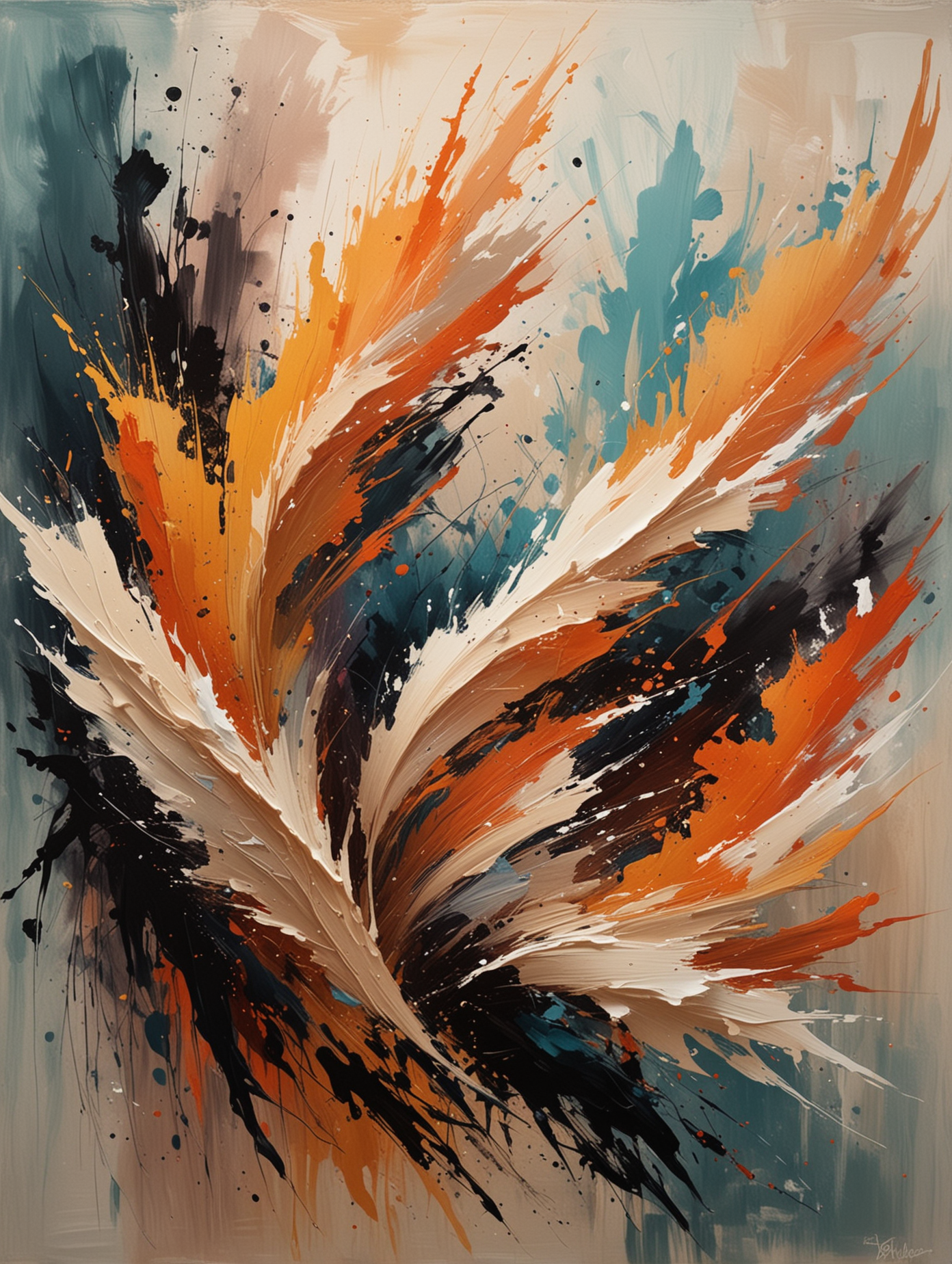 in style of baquiat create an abstract with thick brush strokes