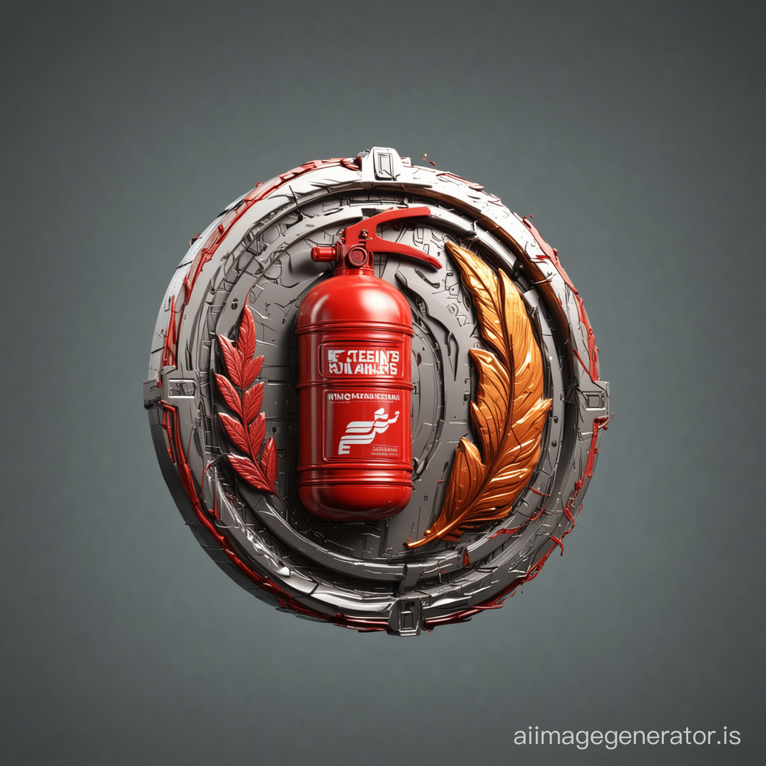 futuristic FIRE EXTINGUISHER logo in coin style 3D without background,
ZUBIAKSON PAKISTAN, high quality, 4k, realistic, details, futuristic,