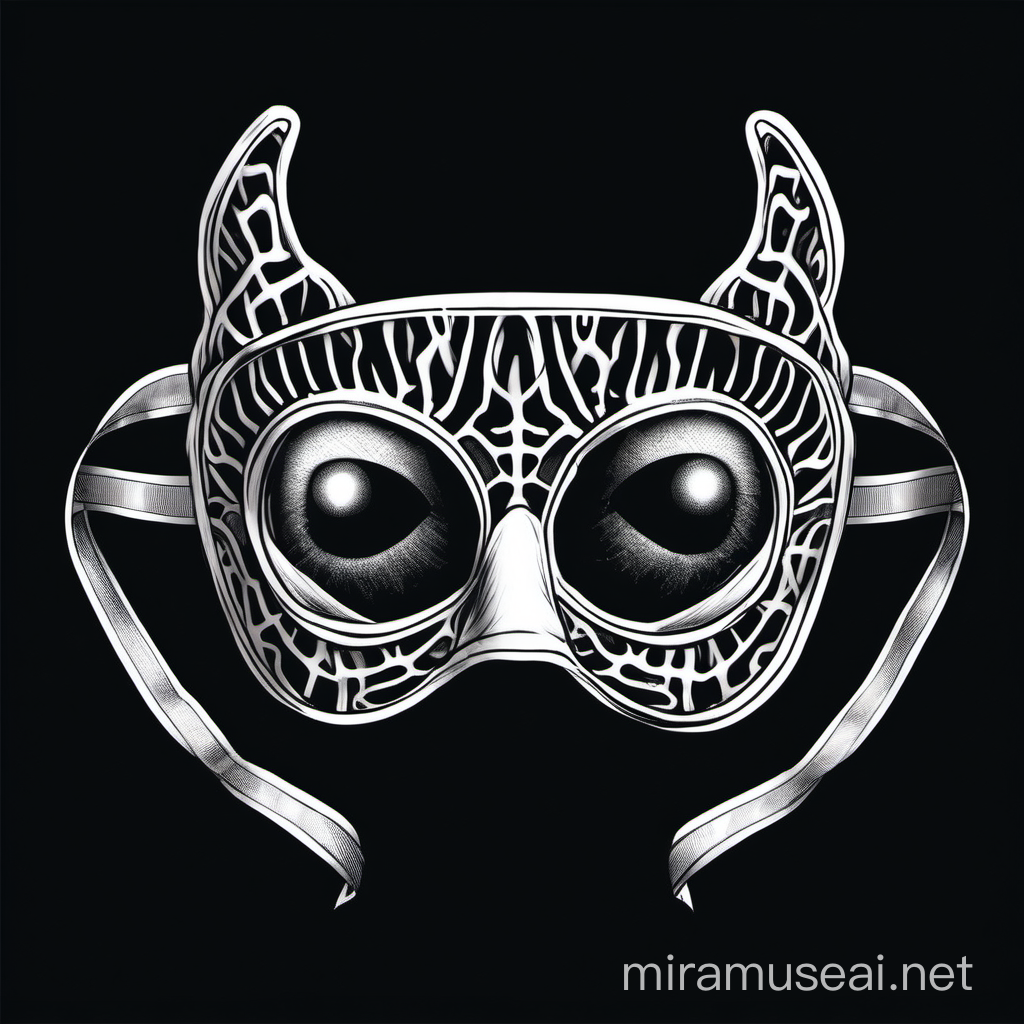 Detailed Bone Eye Mask Drawing on Dark Background