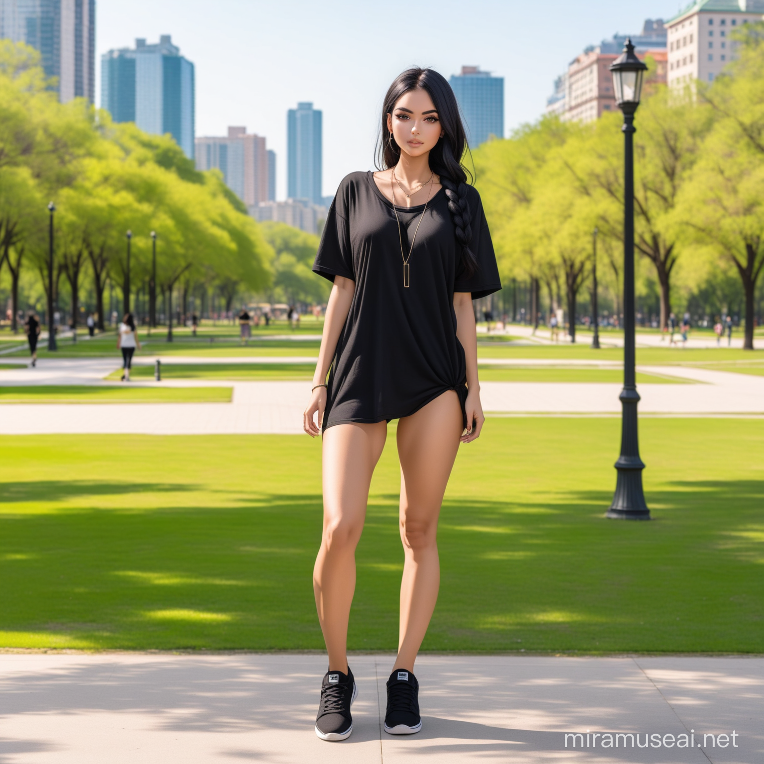Young Latina Woman Standing in City Park