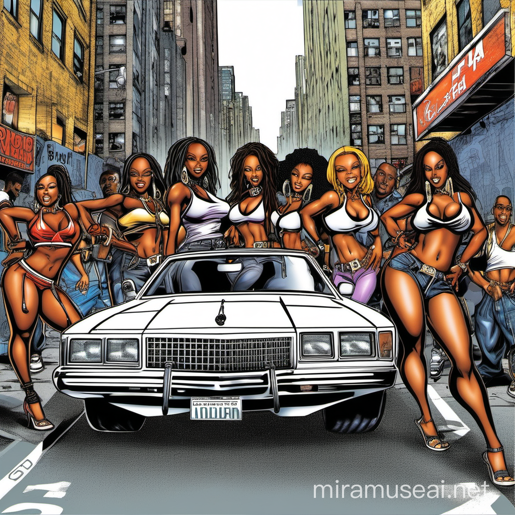 Urban Street Racing Hot Cars and Stunning African American Women in 2004 HipHop Style
