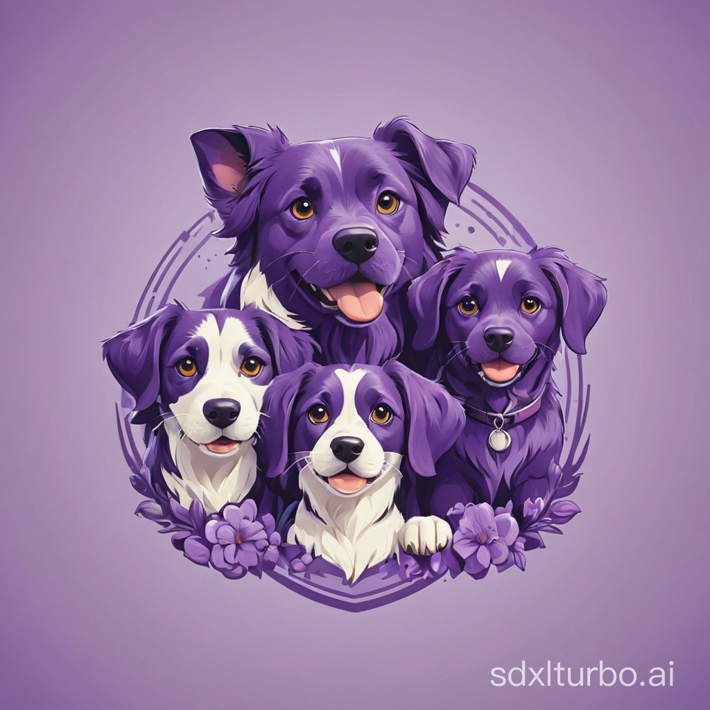 group of dogs logotype violet color