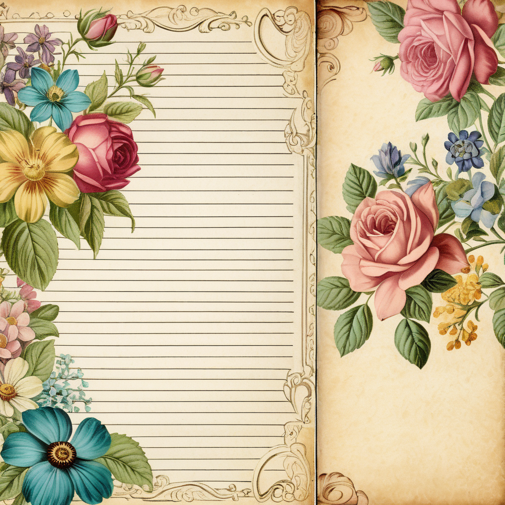Vintage Floral Journaling Background Pages for Creative Scrapbooking