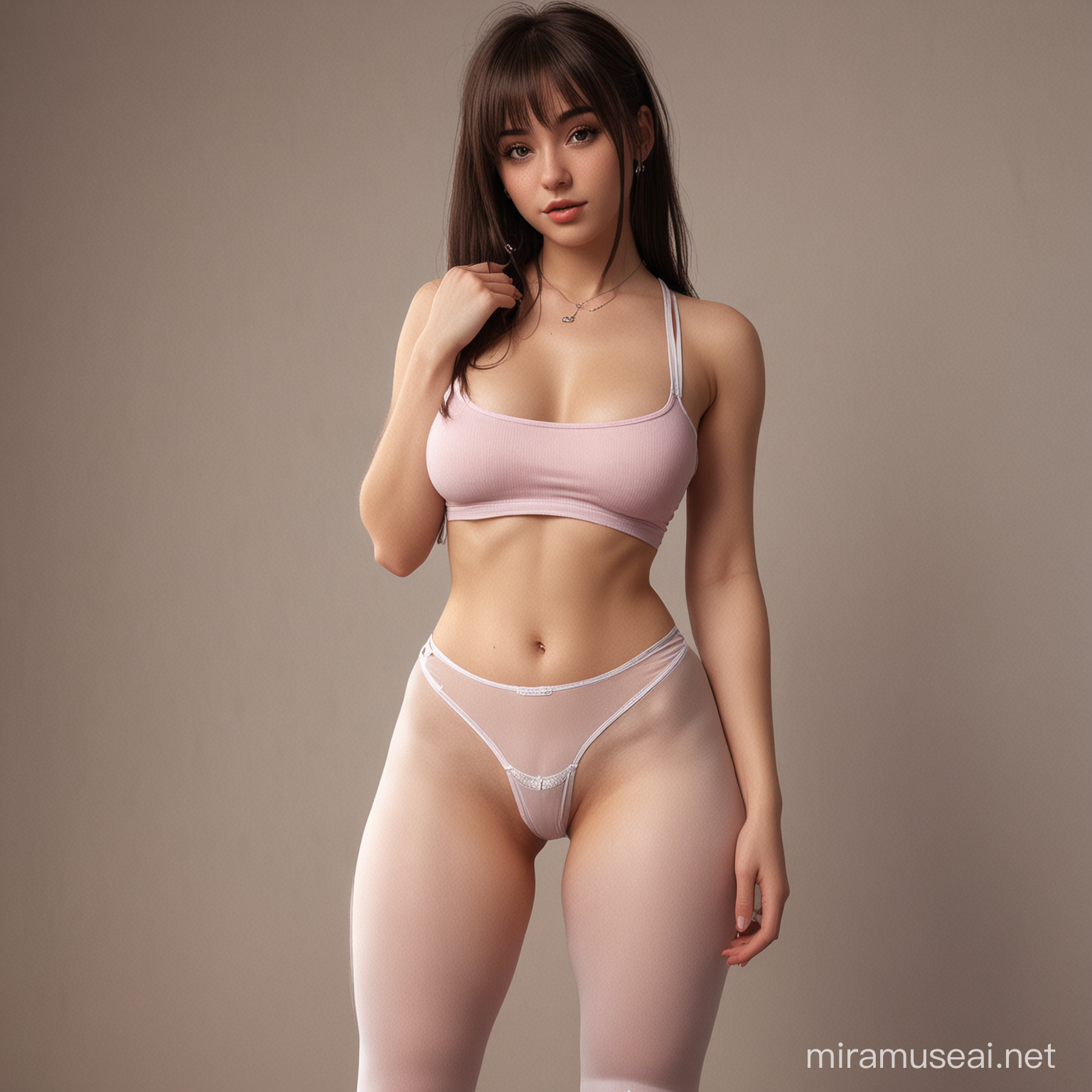 make a complete body pic, sexy and charming model, no erorrors, no duplicate. e-girl, style, ghotic thot oufit, thong, hot, stable, no blur. full body, hd, stablediffusion, high resolution, the girl has a face whit a bangs hair cut, no deformations, 8k, gorgeous outfit, definited face, proportions, charming vibes, real hair, no low definition, no imperfections, realistic body and face, piercing, sultry, tart, lass, real skin texture, full body, gorgeous dettails, cute crop top, proportions, aesthetic outfit, e-girl style makup, definted acessory, no deformations, realistic proportions, no deformed acessory, no low quality acessory, realistic hair, full body, beautyful, realistic locations background, realistic girl, realistic fabric, cameltoe leggins, realistic,  poking nipples, dont hide dettails, realistic body, realistic proportions, definited body parts, 