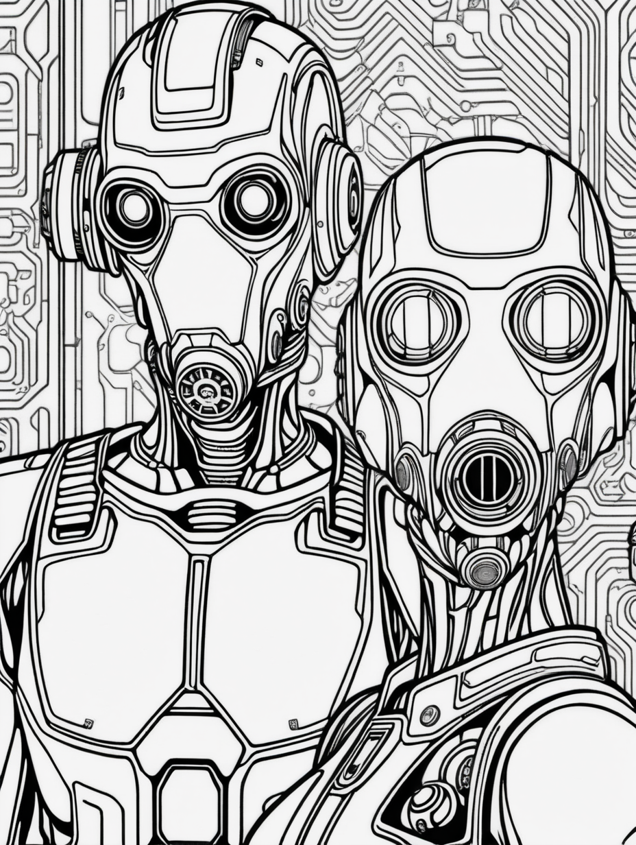Detailed Male and Female Droids in Cyber Future Nightclub