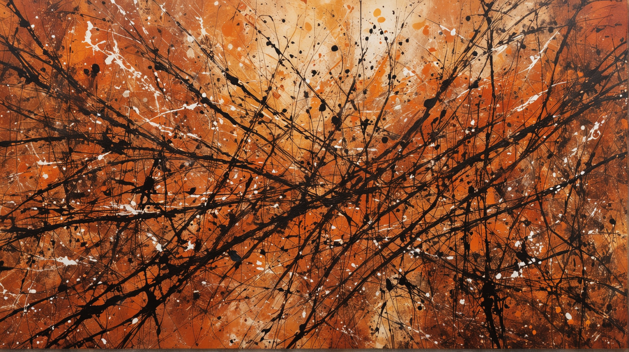 Vibrant Abstract Art Jackson Pollock Style Warm Tones Splash Painting