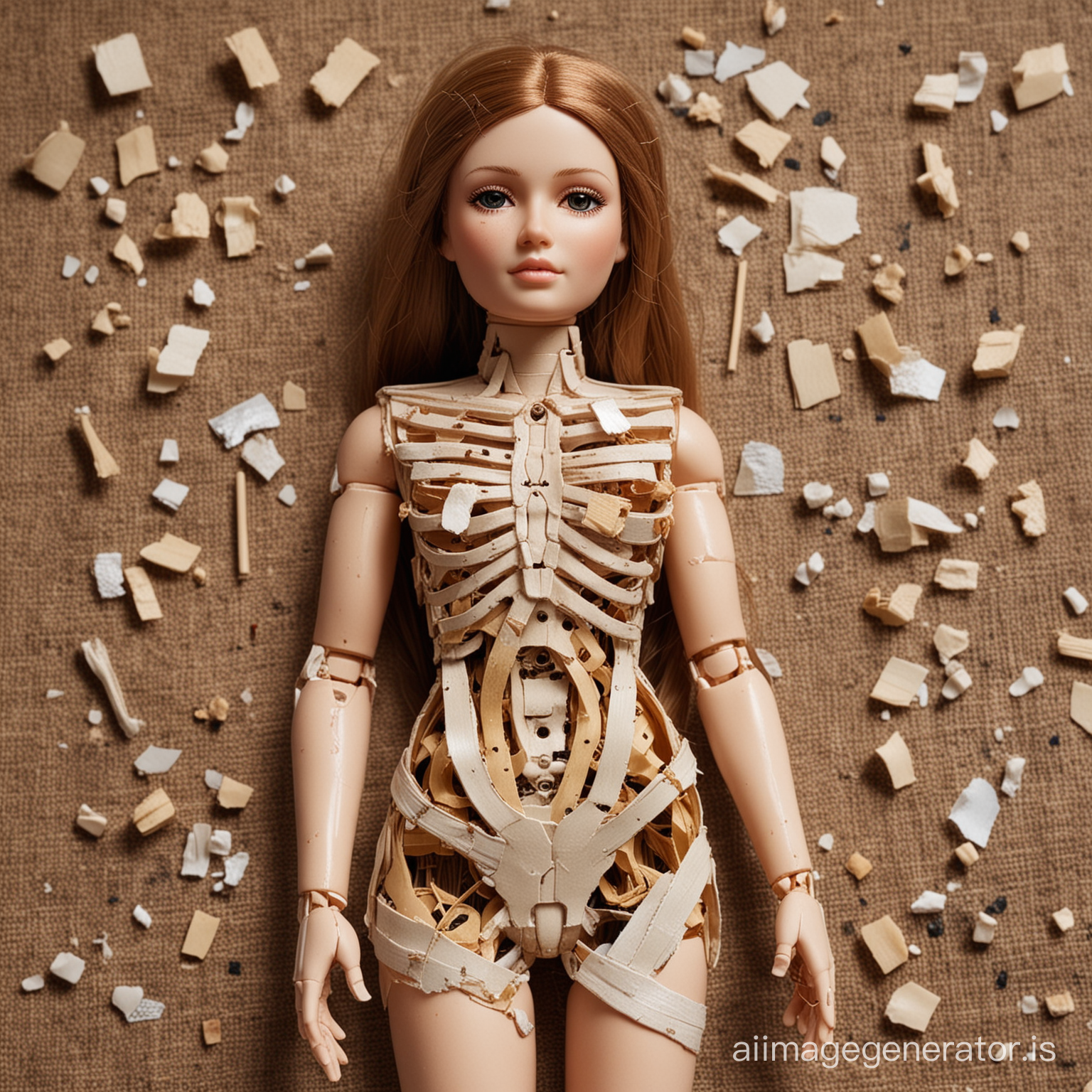 a female saint doll  with lher body in pieces

