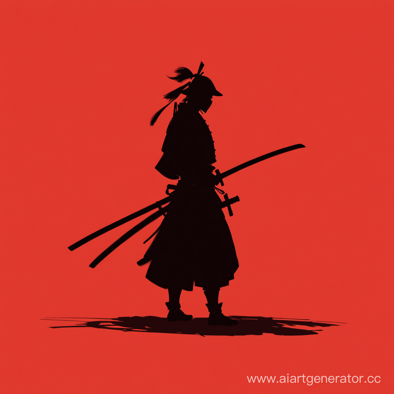Сделай тень самурая на красном фоне для аватарки коллекции нфт