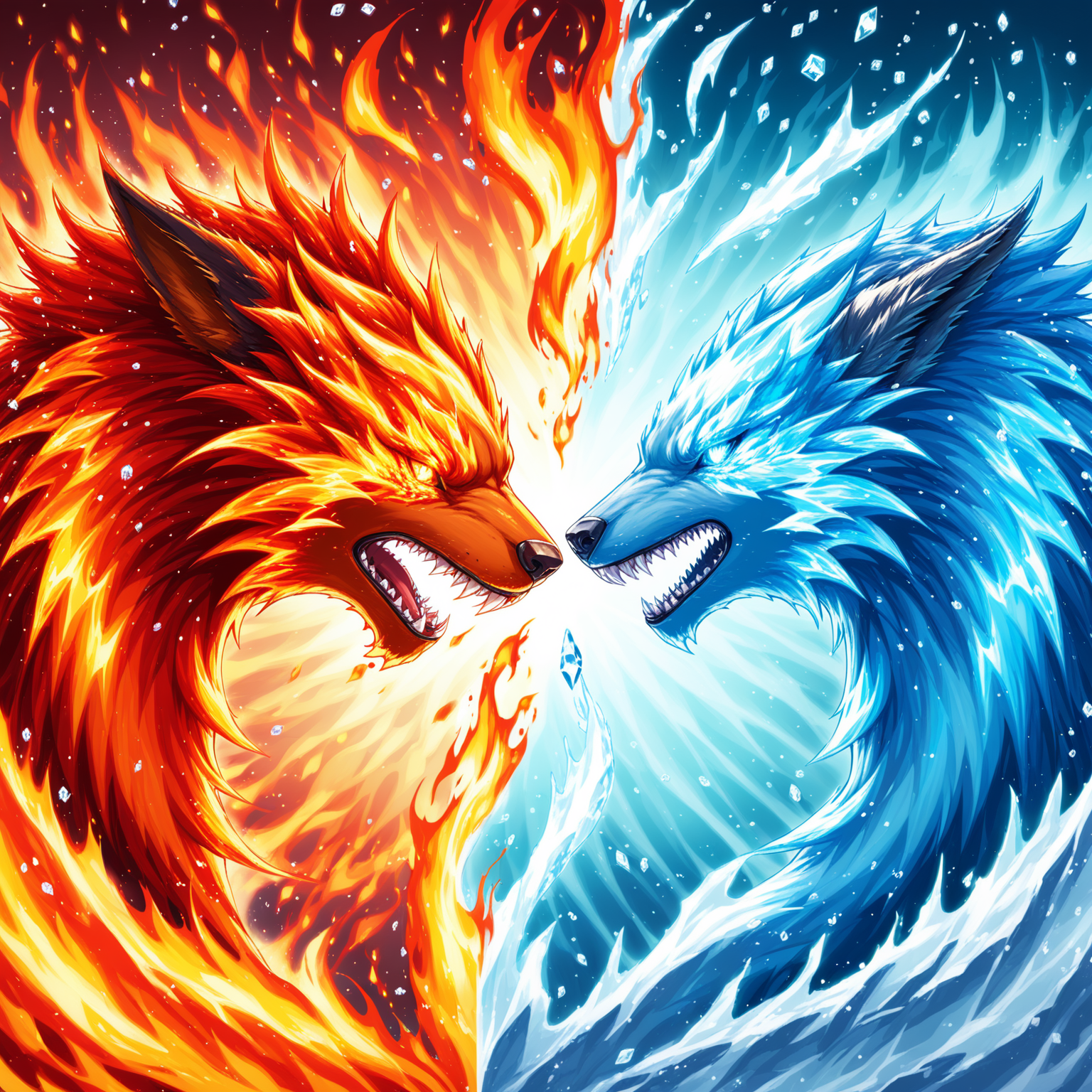 Fiery Battle Clash of Fire and Ice