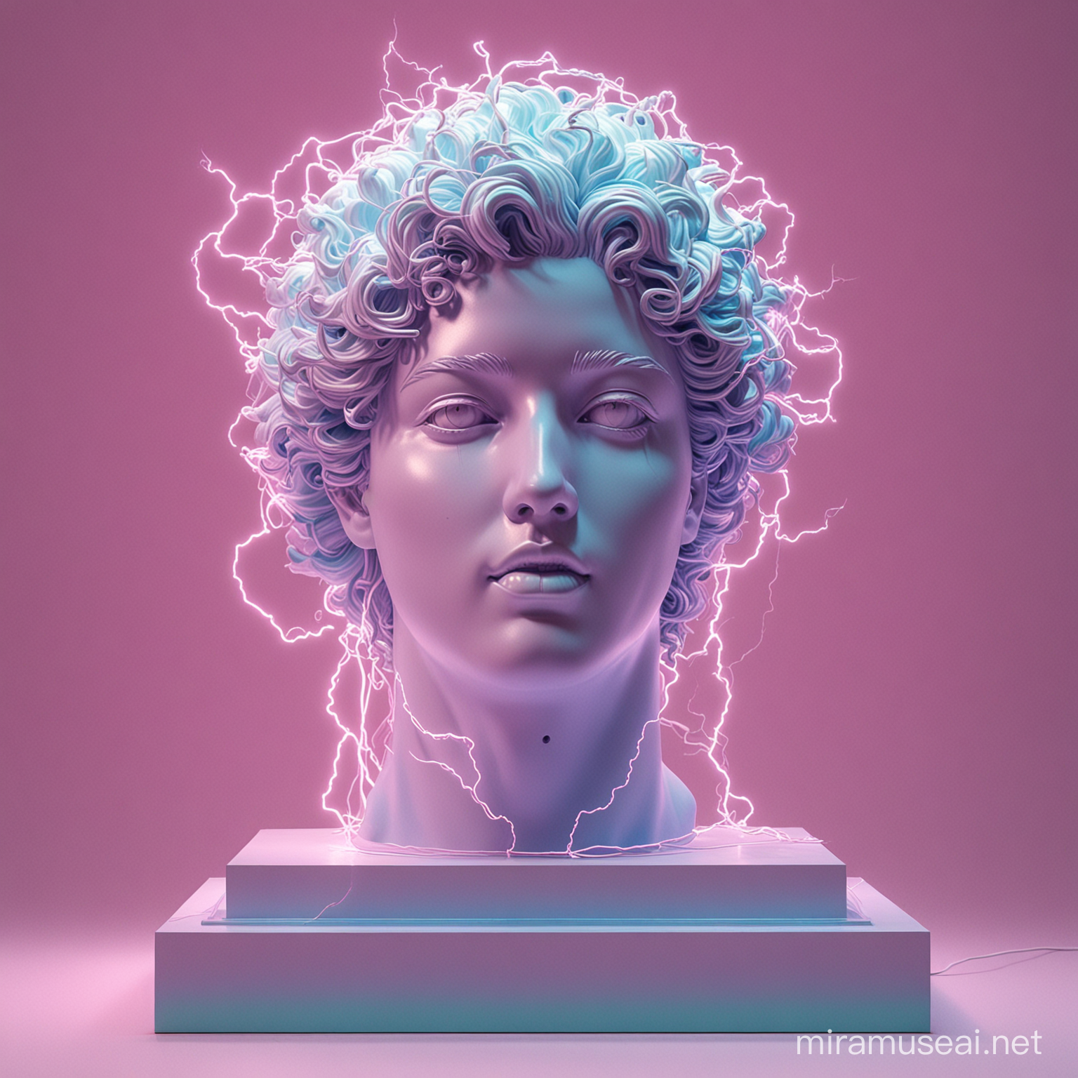 ElectricityCharged Vaporwave Sculpture Illuminated in Neon Colors