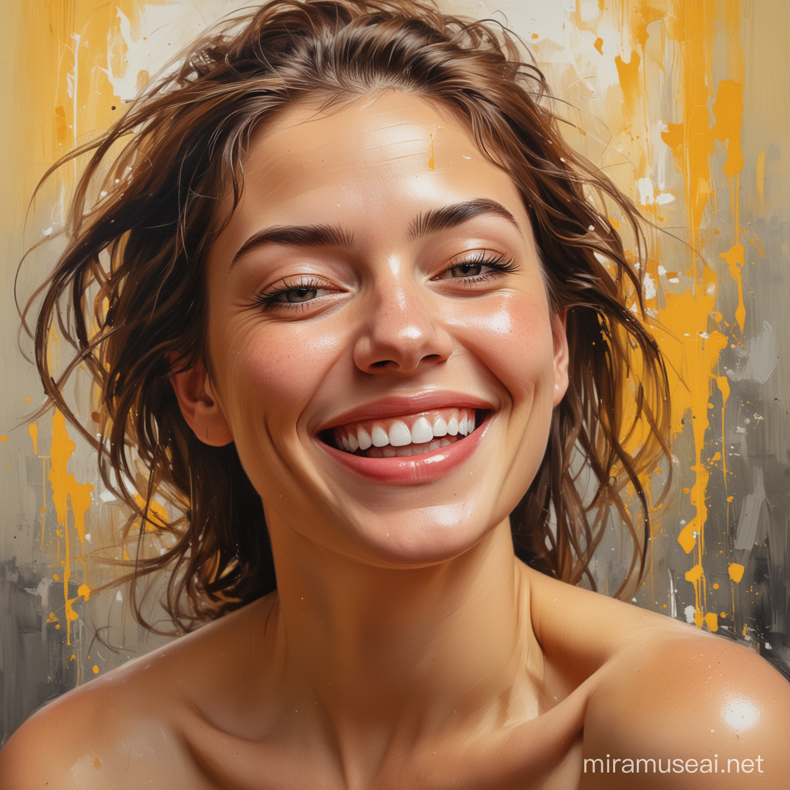 Vibrant Expressionist Portrait Infectious Smile of Pure Joy