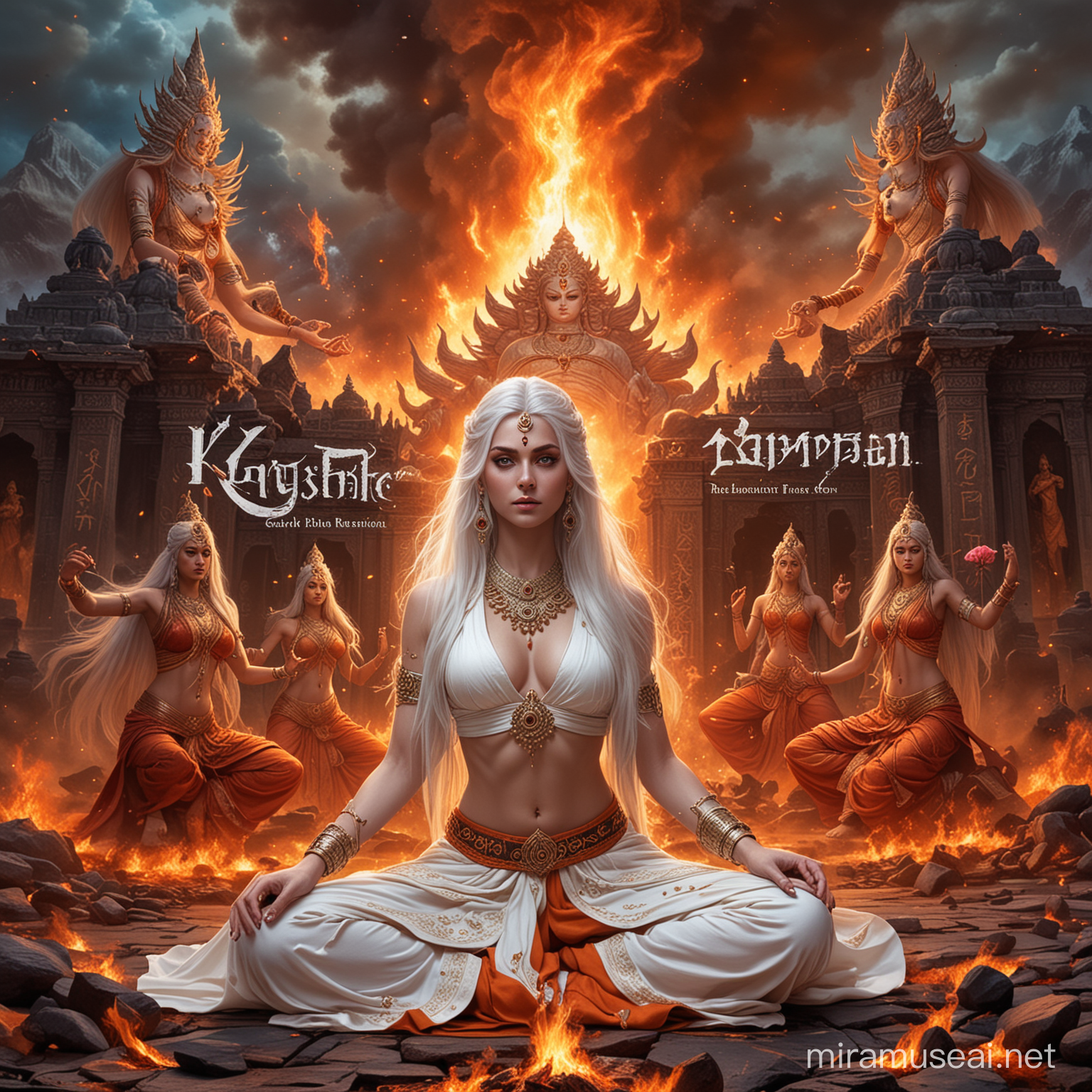 Kayashiel Empress Warrior Goddess Surrounded by Fire