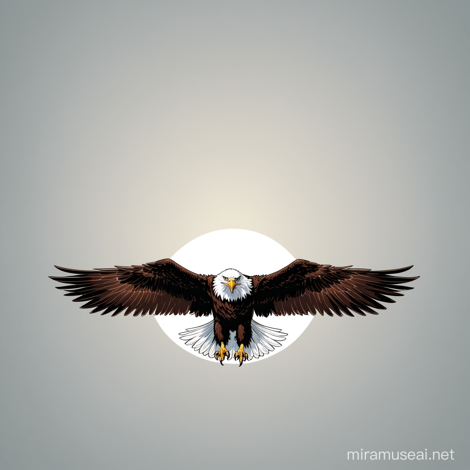 An eagle spreading its wings from left to right at 180 degree facing towards screen