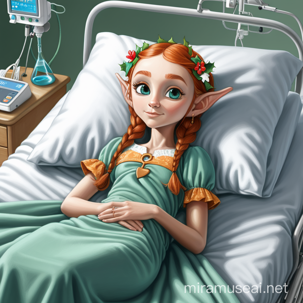The lovely elf reclining gracefully in a hospital bed