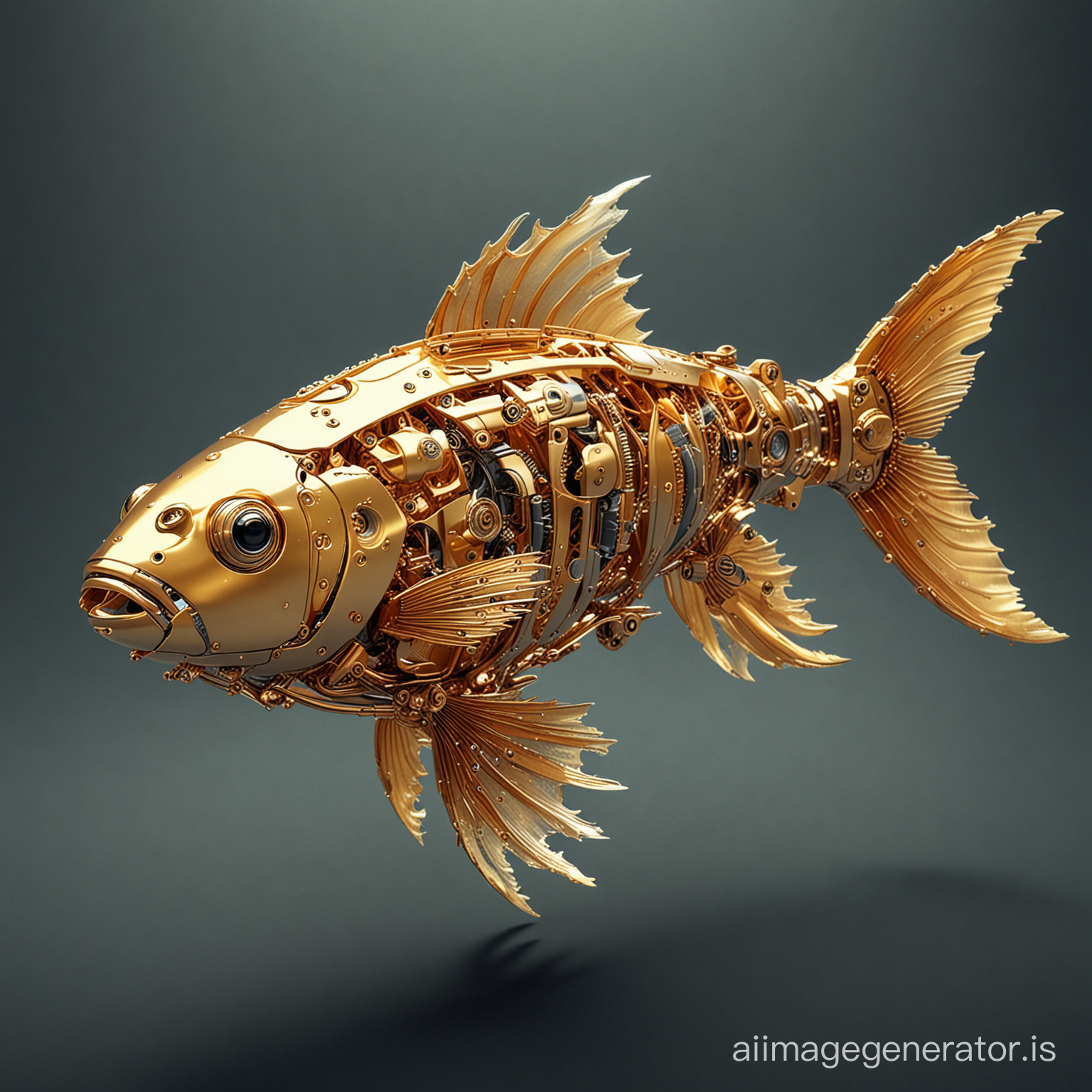 Beautiful golden robotic fish 