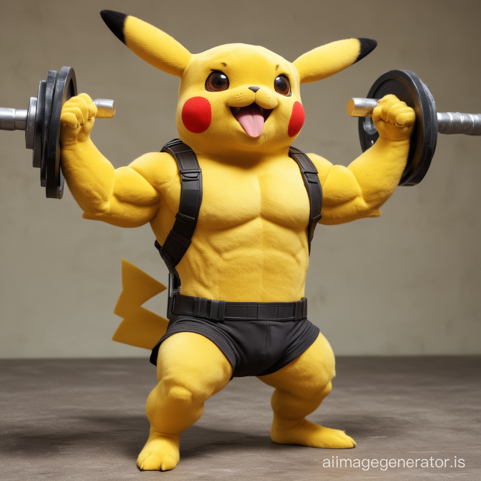 Pikachu as a hypermusculated bodybuilder