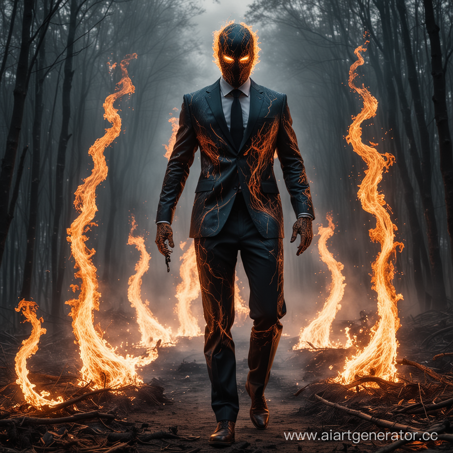 Bio-Blaze: Possesses control over bioenergy, wearing a suit adorned with pulsating veins of energy, emitting flames that dance along the surface. Make it cinematic image 