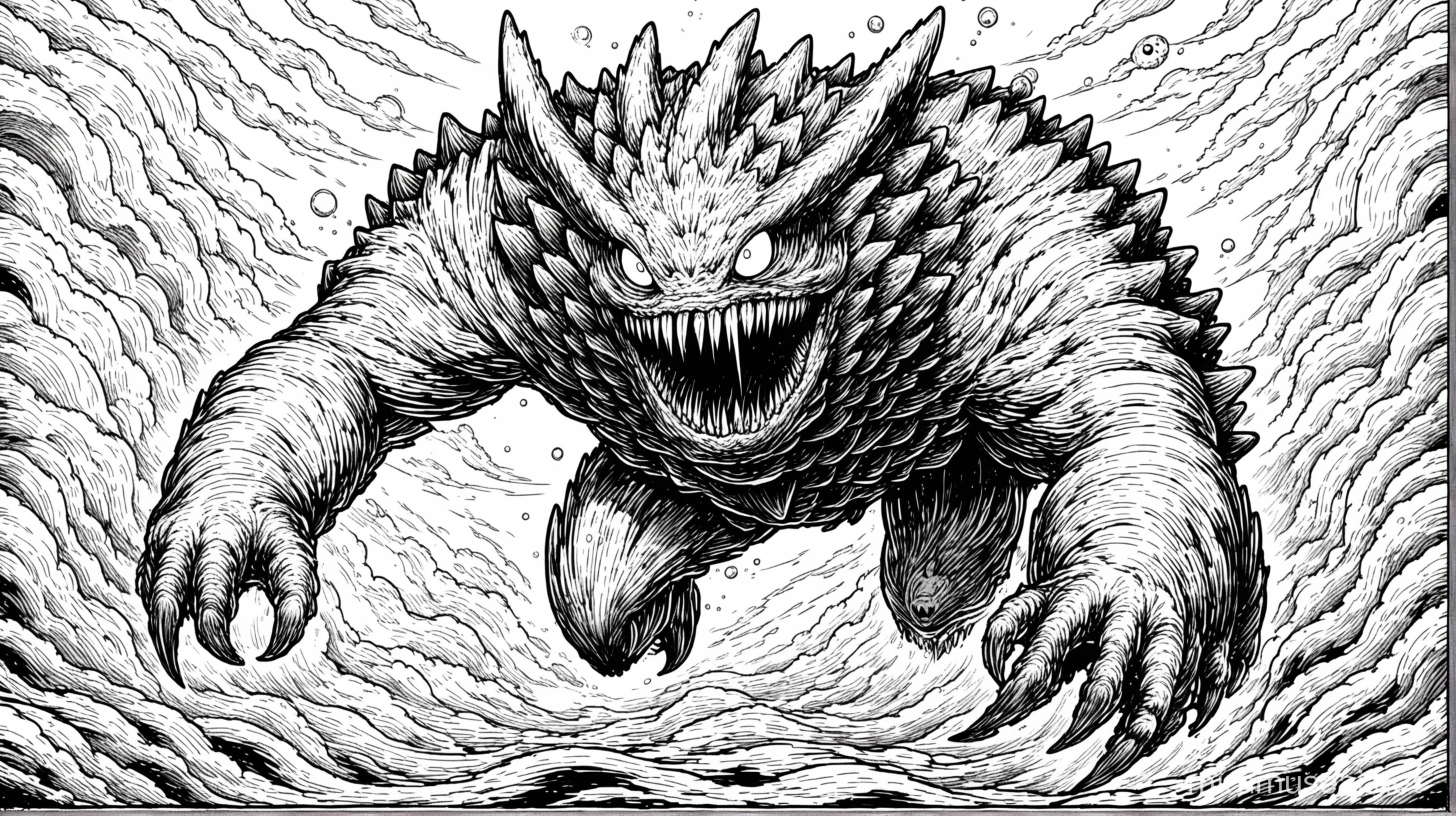 The Creature From Dimension 13, Black and white, thick line, no detail, no shading