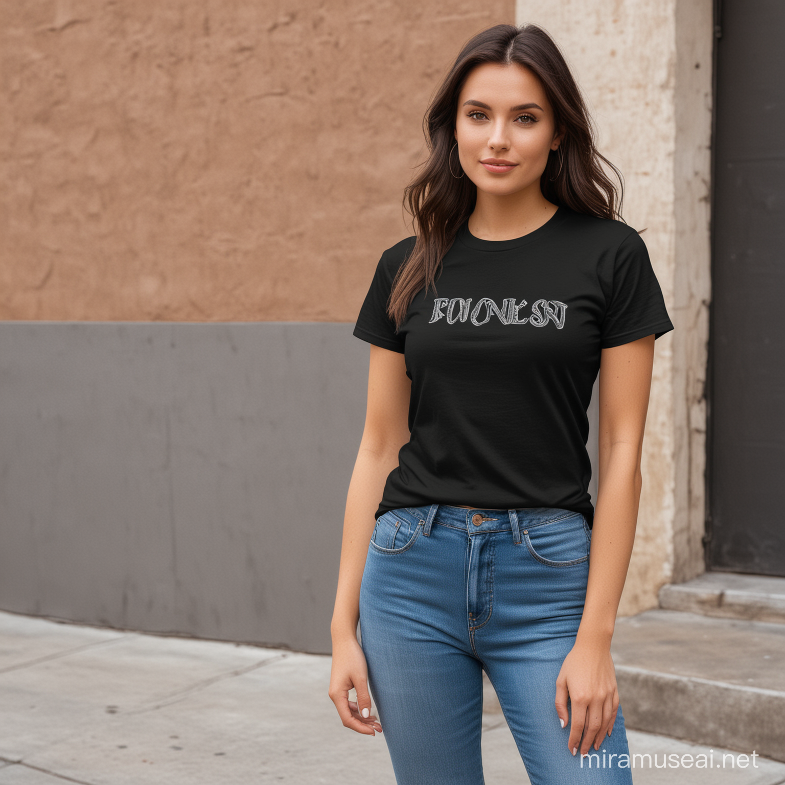 Bella + canvas 3001 mockup in black 
with a blank t-shirt worn by models