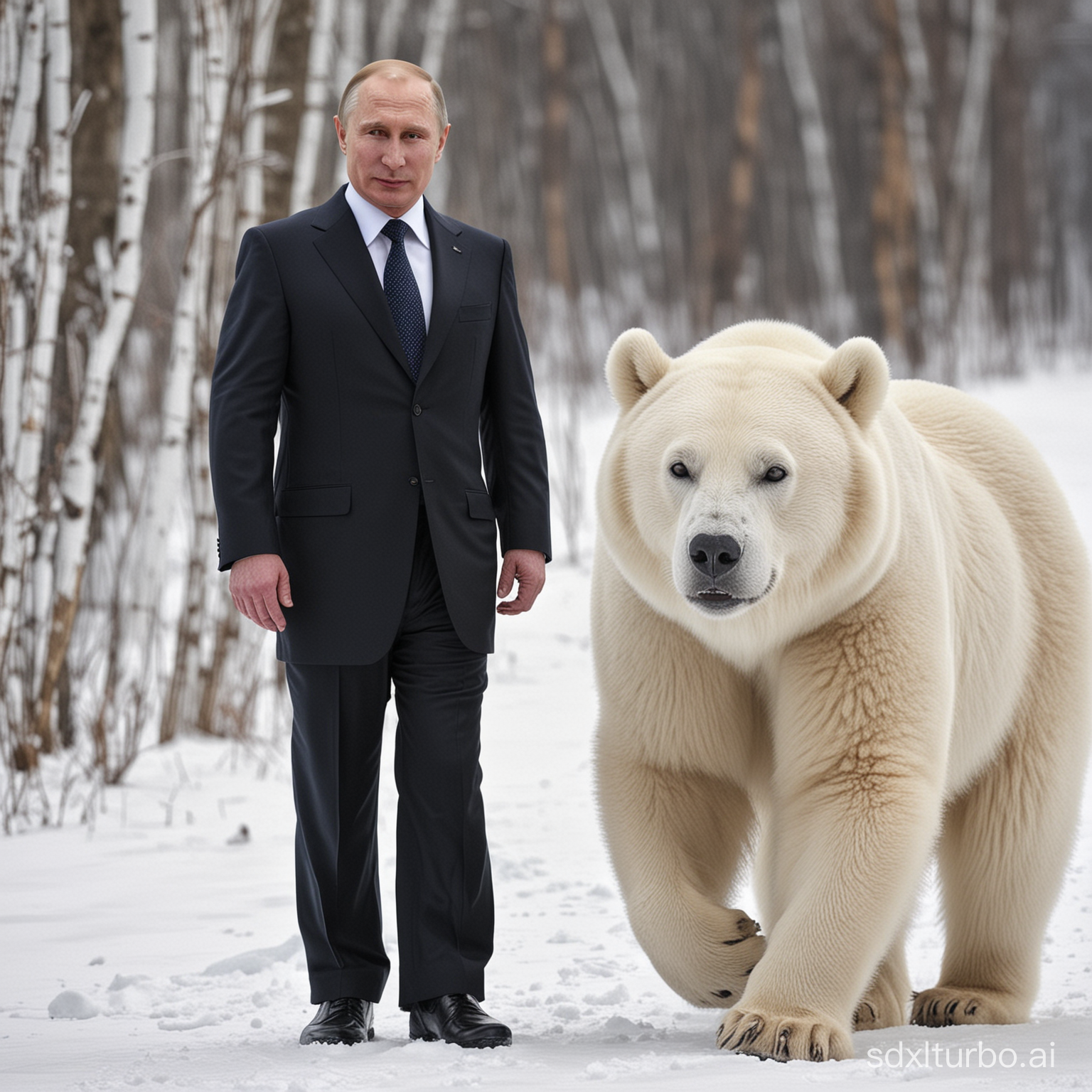 Putin on white bear