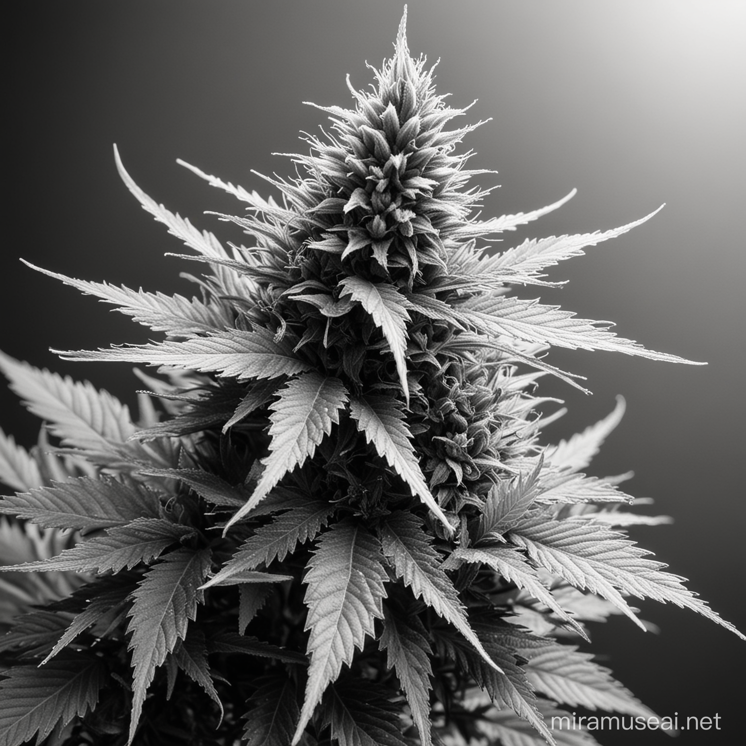 Monochrome Cannabis Plant in Full Bloom