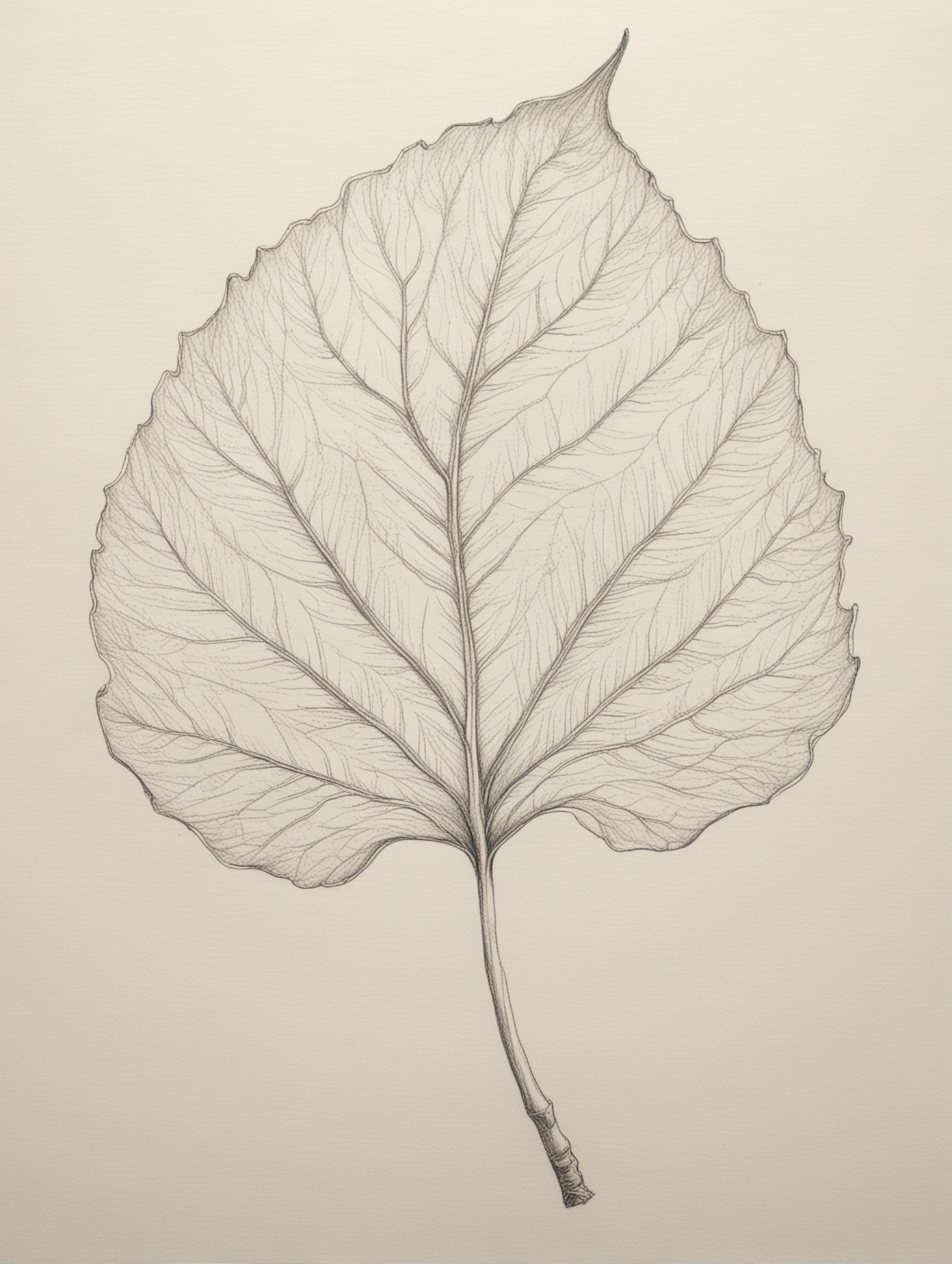 pencil sketch outline of a leaf with a curled edge