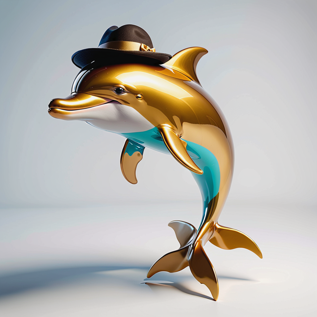 Golden Dolphin Wearing a Hat Underwater