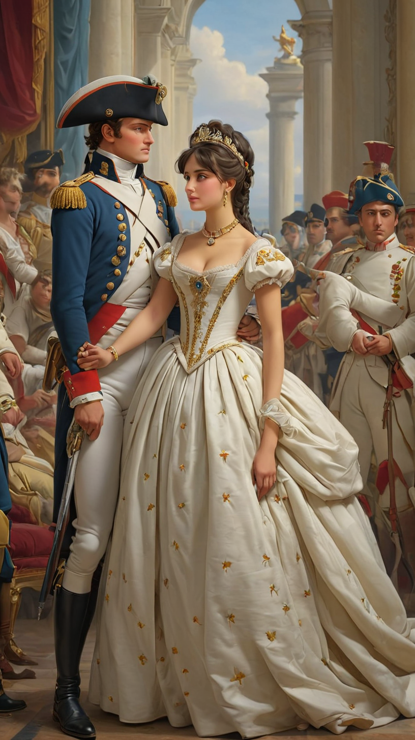 Josephine Bonaparte Attending a Lavish French Gala with Napoleon the Soldier