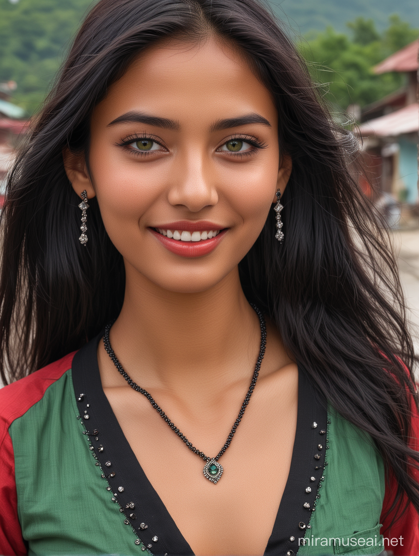 Beautiful Nepali Supermodel with Adorable Smile Walking in Pokhara Lakeside